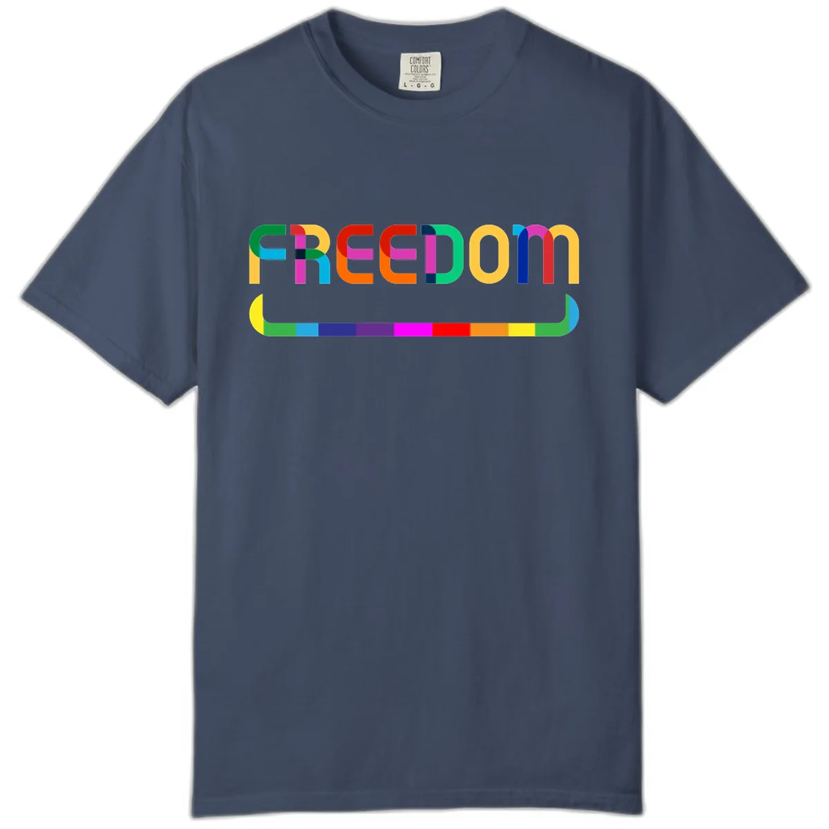 Freedom Rainbow Pride Design Comfort Color in Midnight