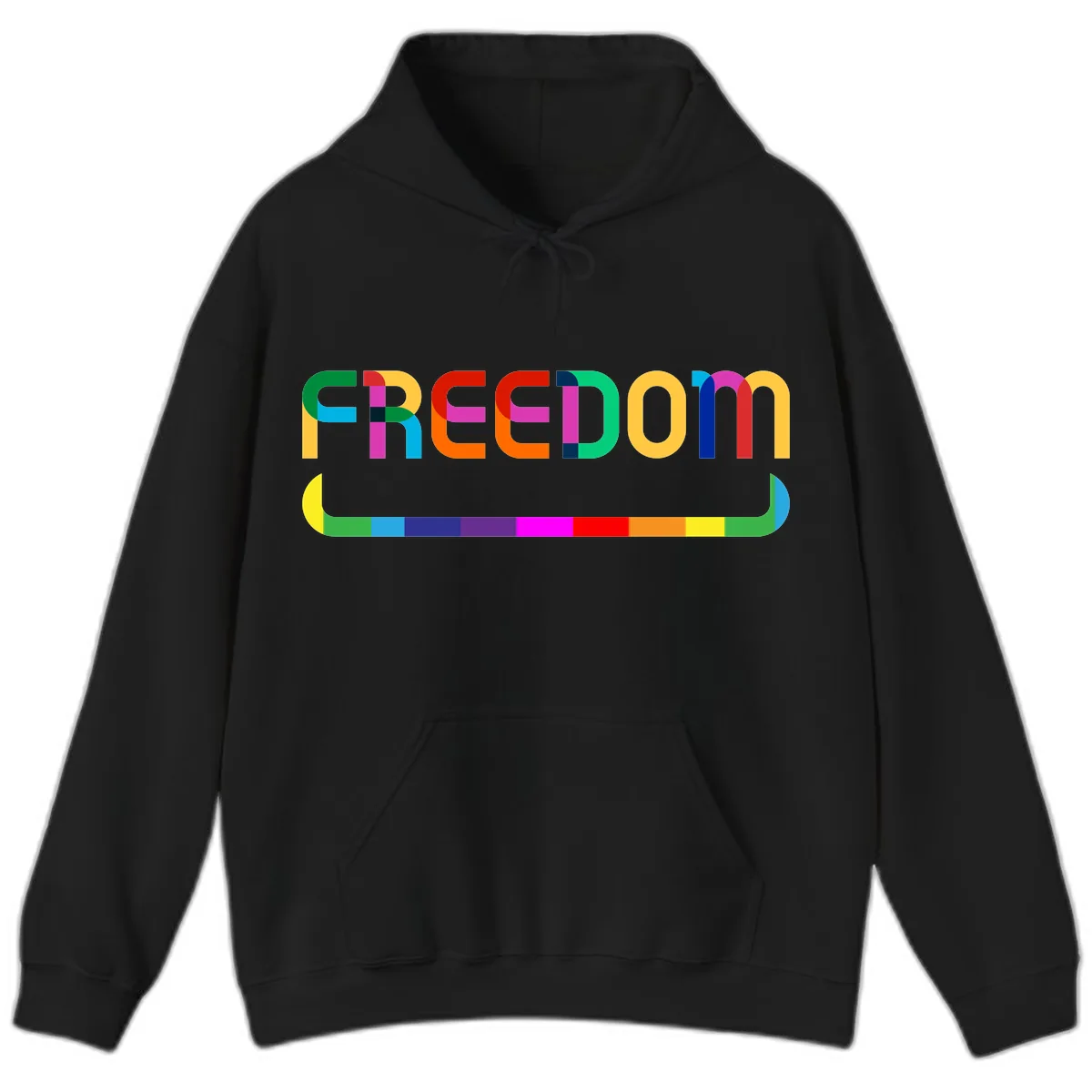 Freedom Rainbow Pride Design Hoodie in Black