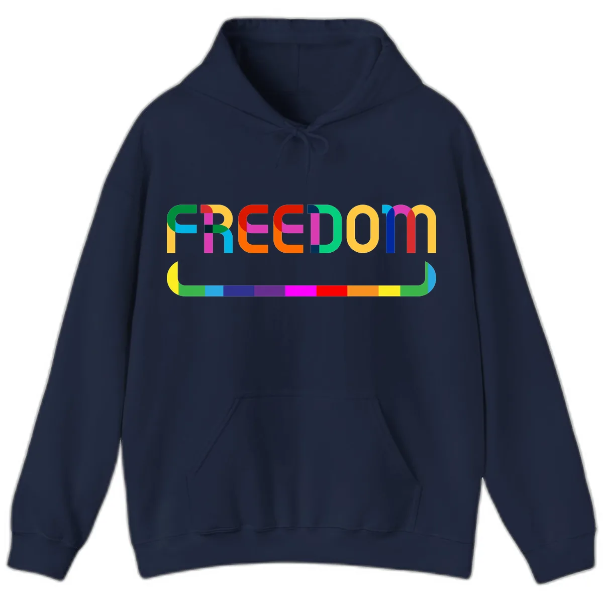 Freedom Rainbow Pride Design Hoodie in Navy