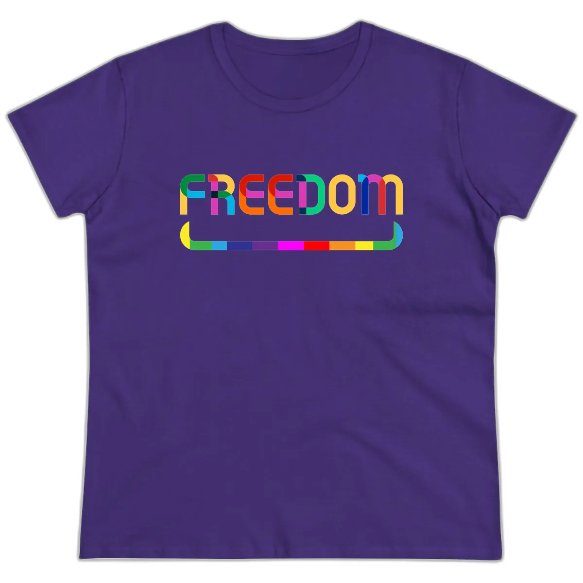 Freedom Rainbow Pride Design Ladies Tee in Purple
