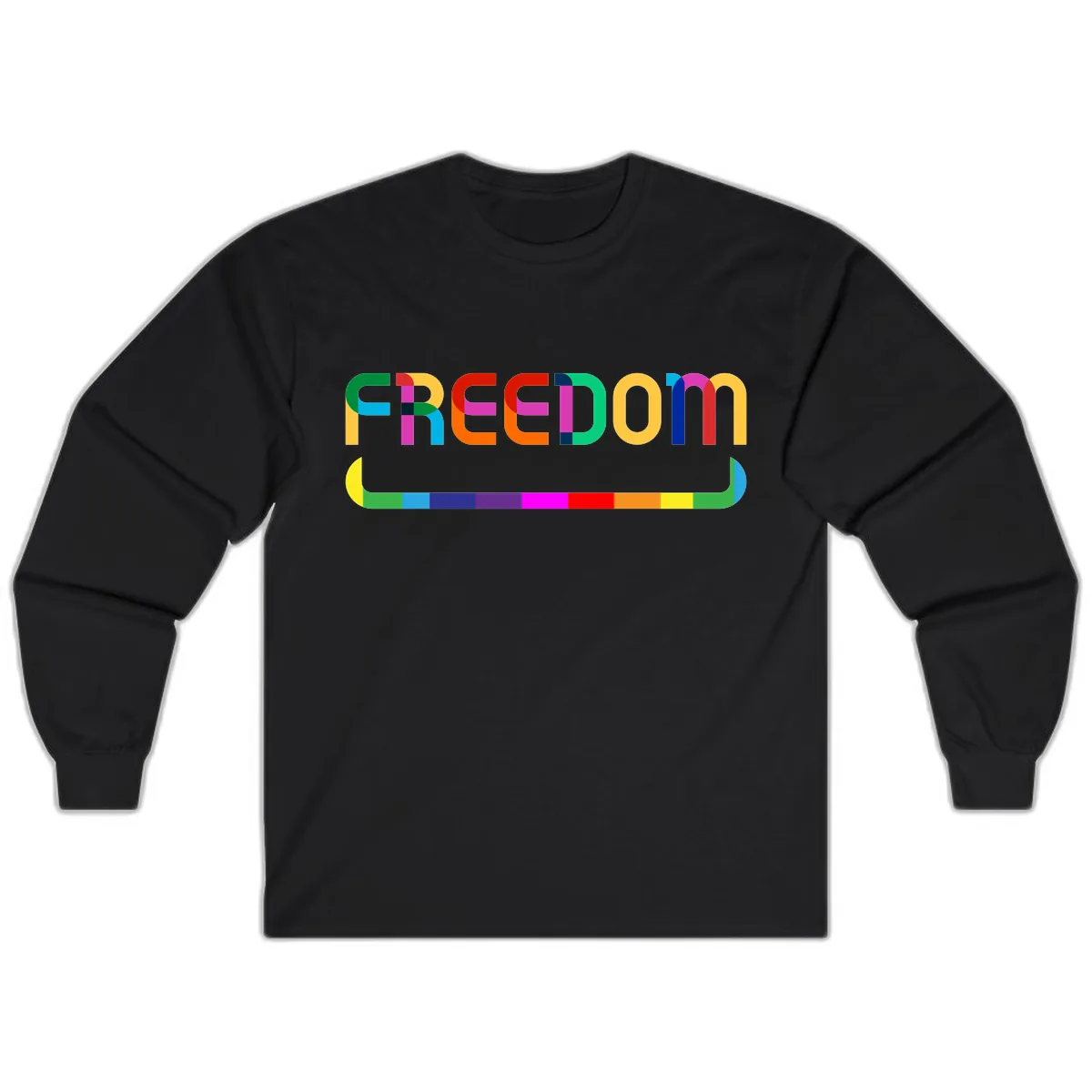 Freedom Rainbow Pride Design Long Sleeve in Black