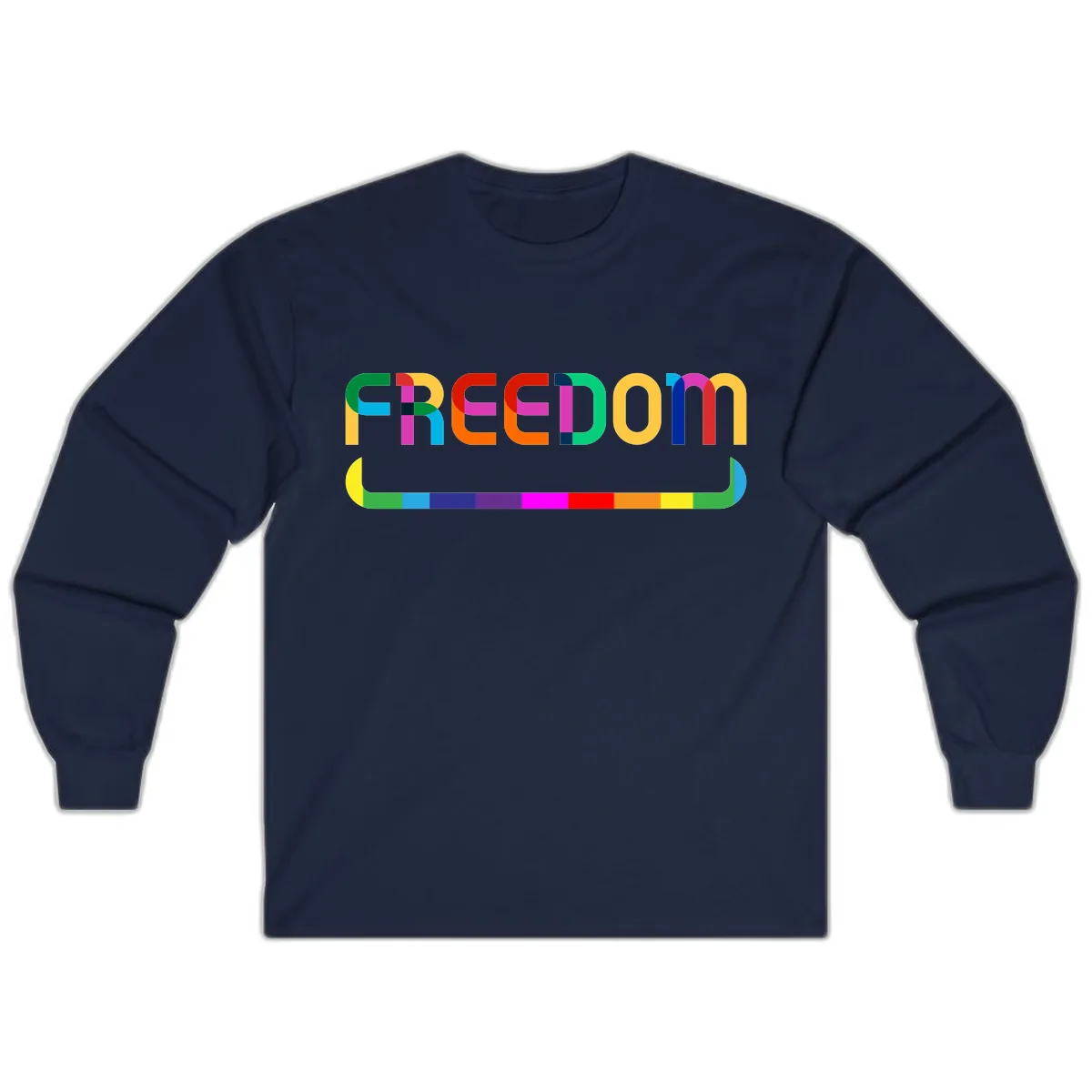 Freedom Rainbow Pride Design Long Sleeve in Navy