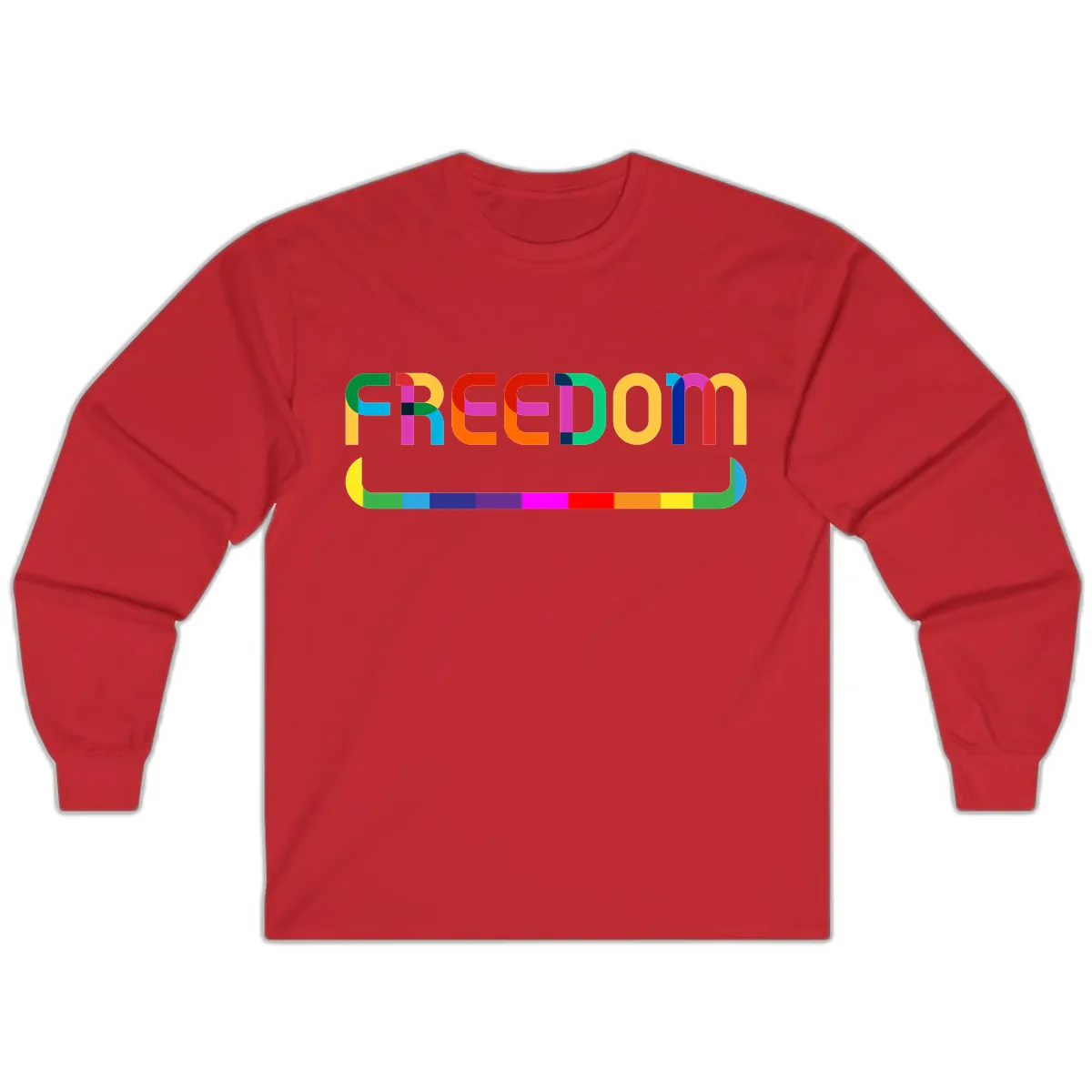 Freedom Rainbow Pride Design Long Sleeve in Red
