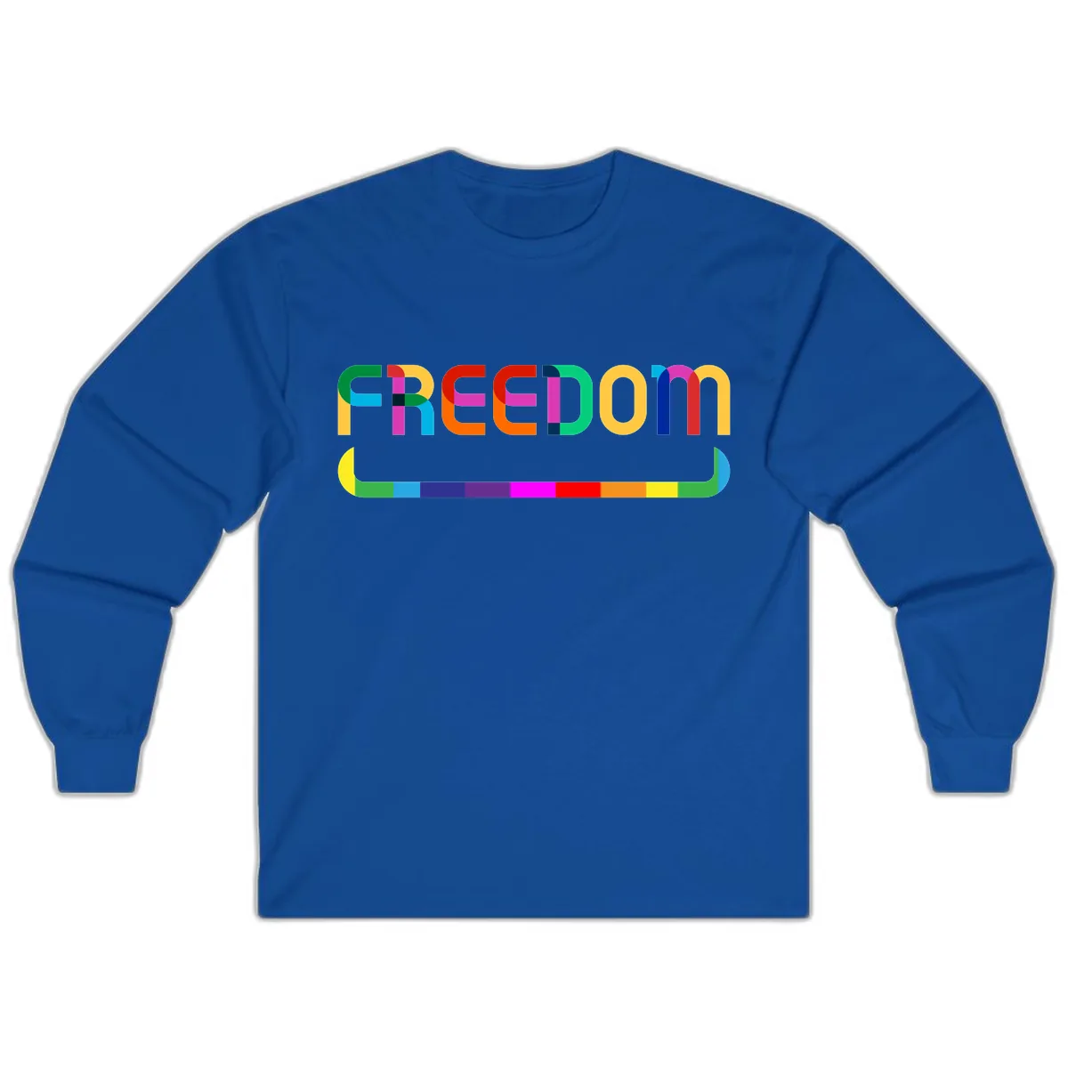 Freedom Rainbow Pride Design Long Sleeve in Royal