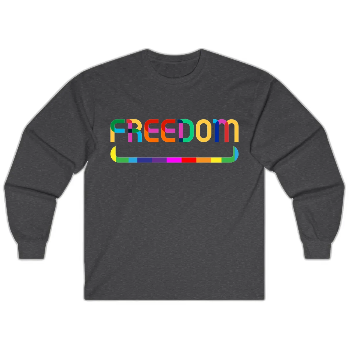 Freedom Rainbow Pride Design Long Sleeve in Dark Heather