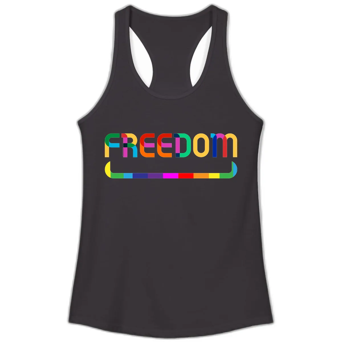 Freedom Rainbow Pride Design Ladies Tank in Black