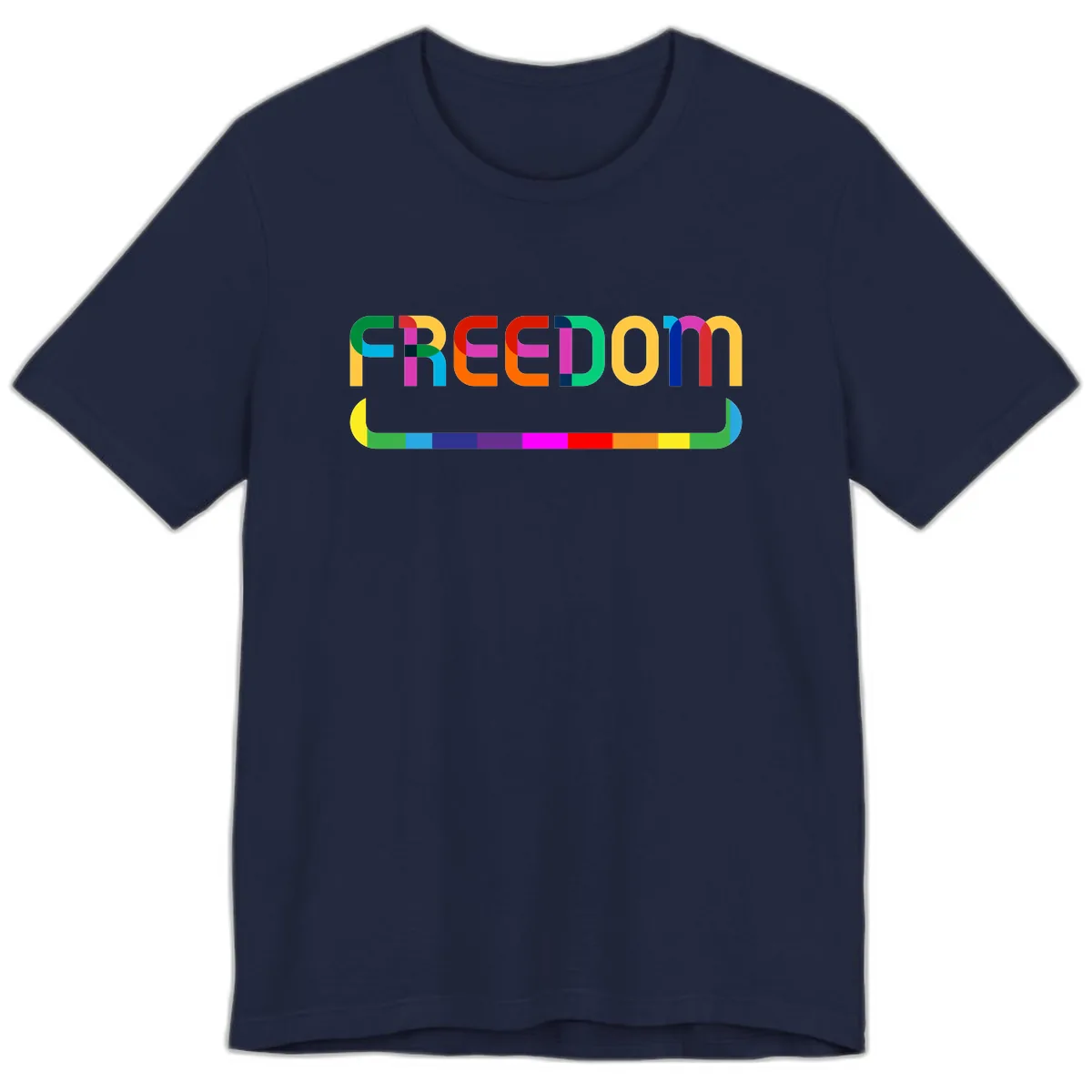 Freedom Rainbow Pride Design Premium T-Shirt in Navy