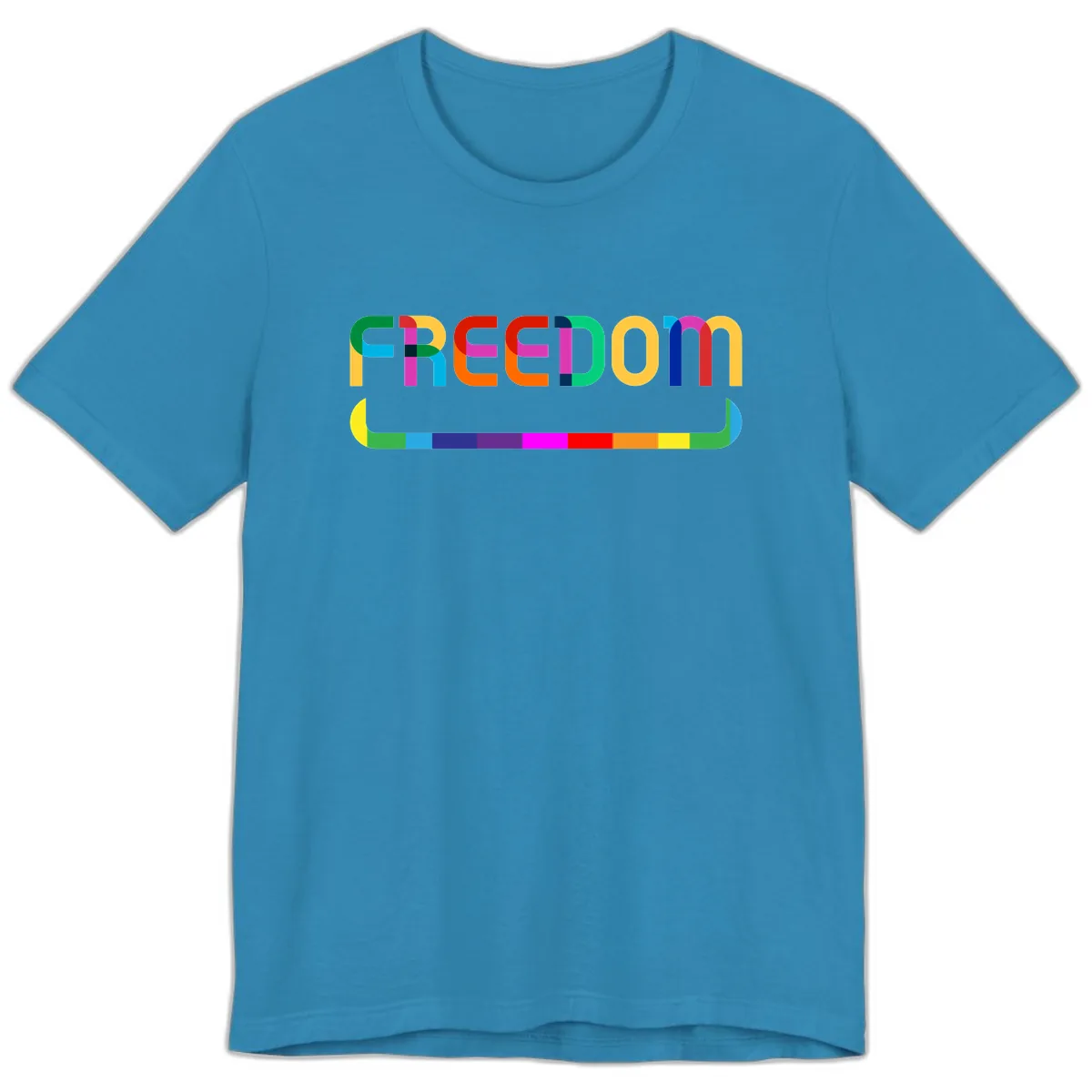 Freedom Rainbow Pride Design Premium T-Shirt in Aqua