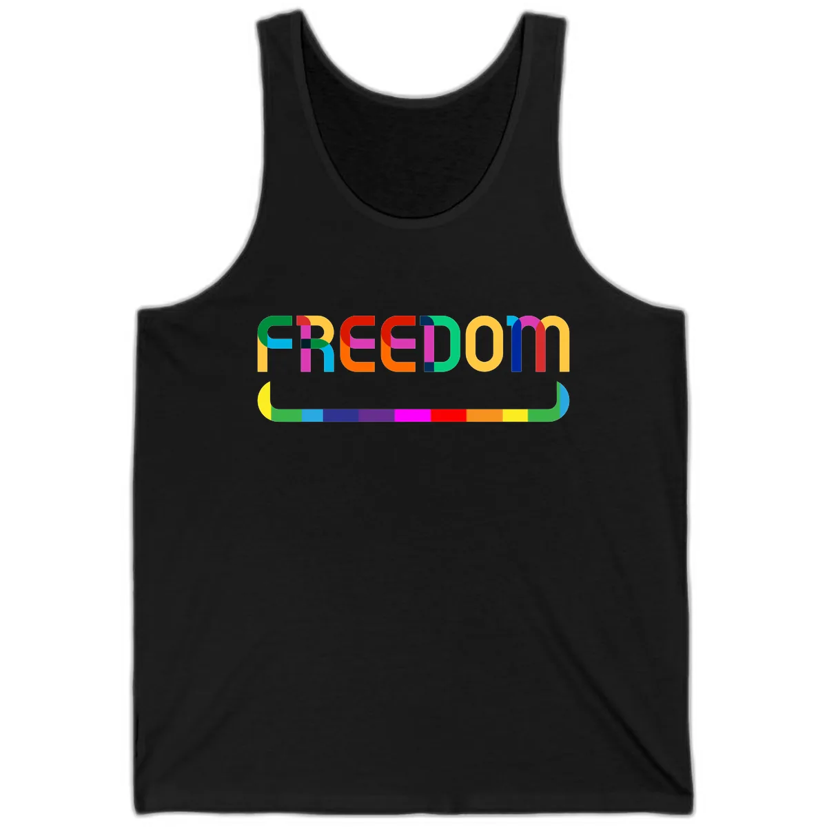 Freedom Rainbow Pride Design Tank in Black