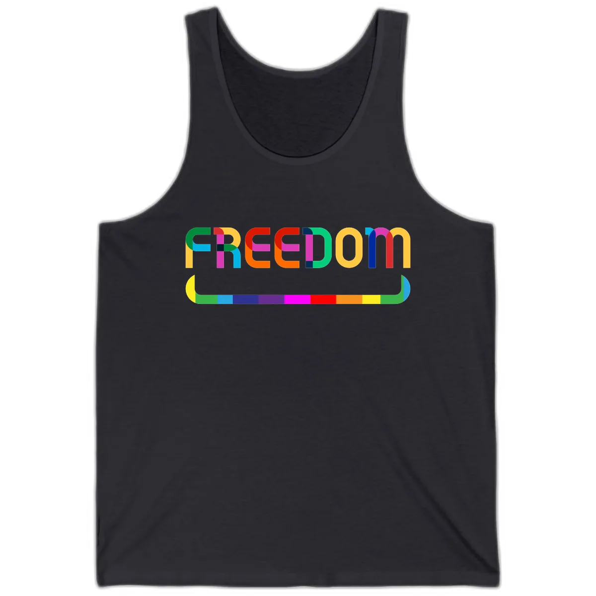 Freedom Rainbow Pride Design Tank in Dark Grey