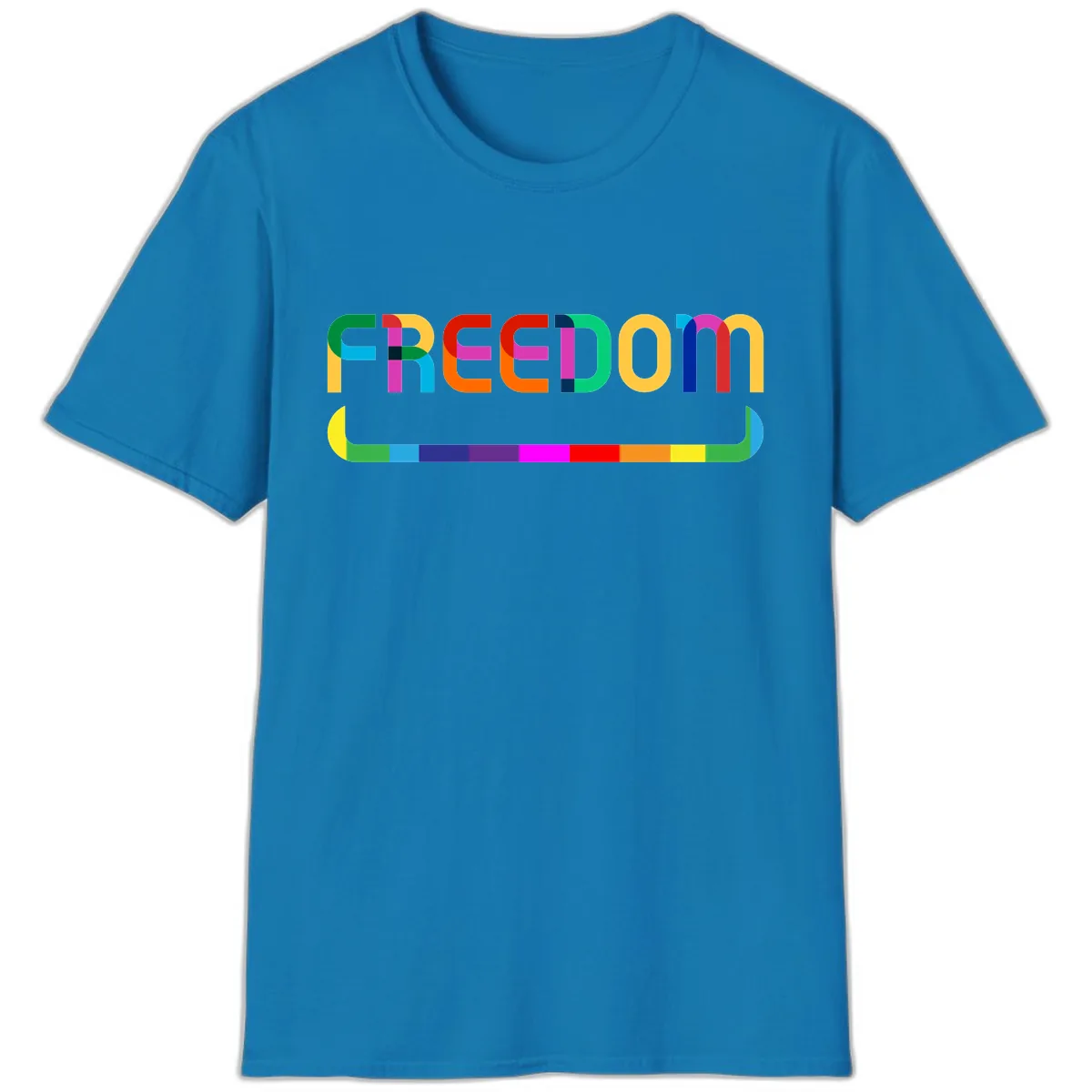 Freedom Rainbow Pride Design T-Shirt in Sapphire