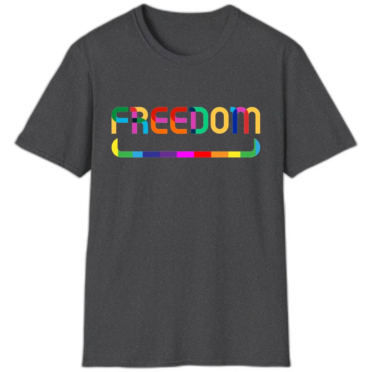 Freedom Rainbow Pride Design T-Shirt in Dark Heather
