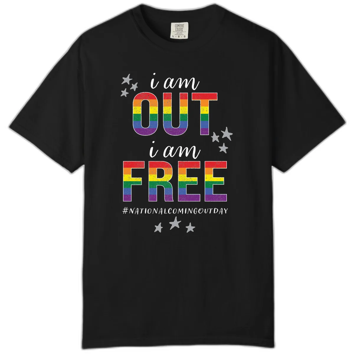 Out and Free Pride Affirmation Comfort Color in Black