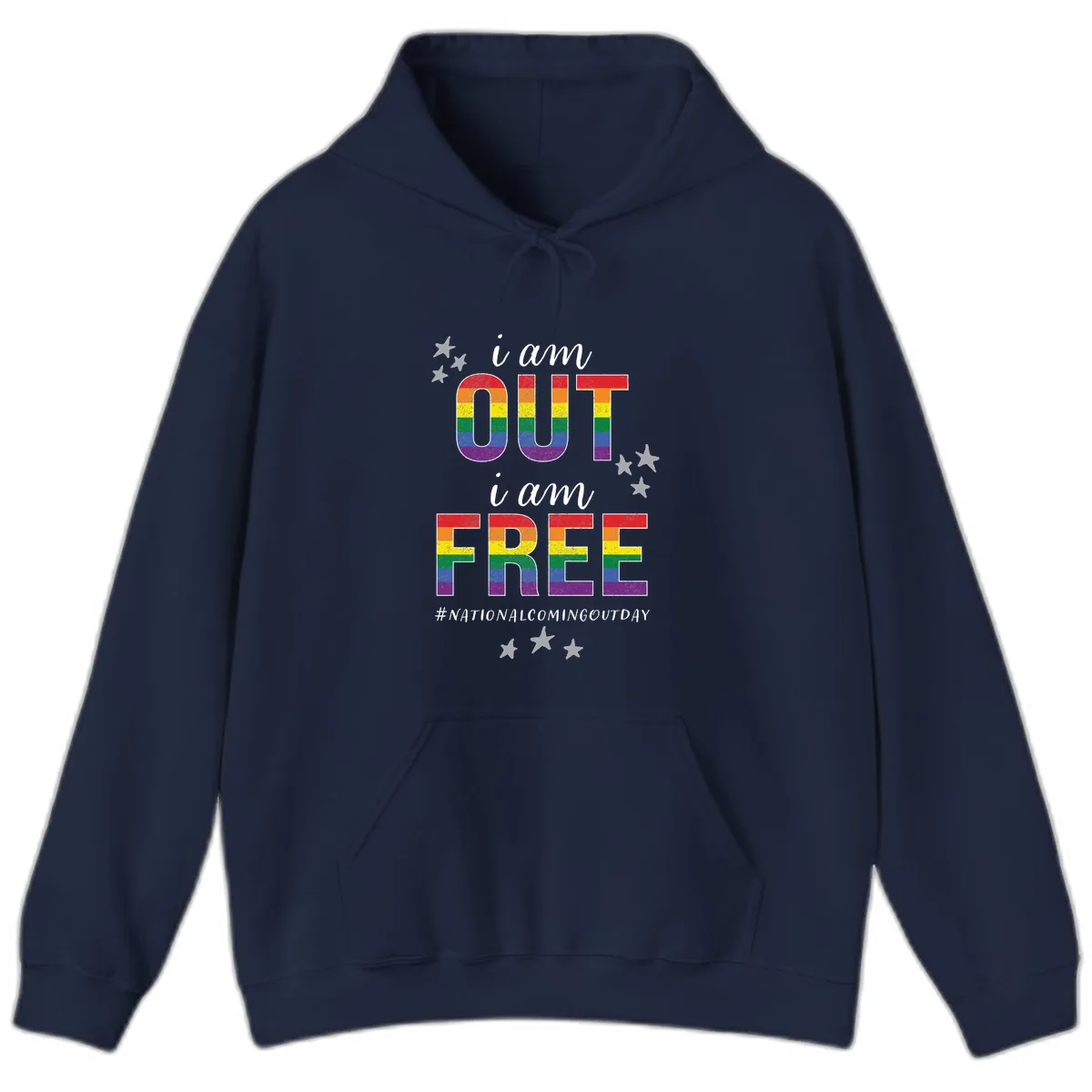 Out and Free Pride Affirmation Hoodie in Navy