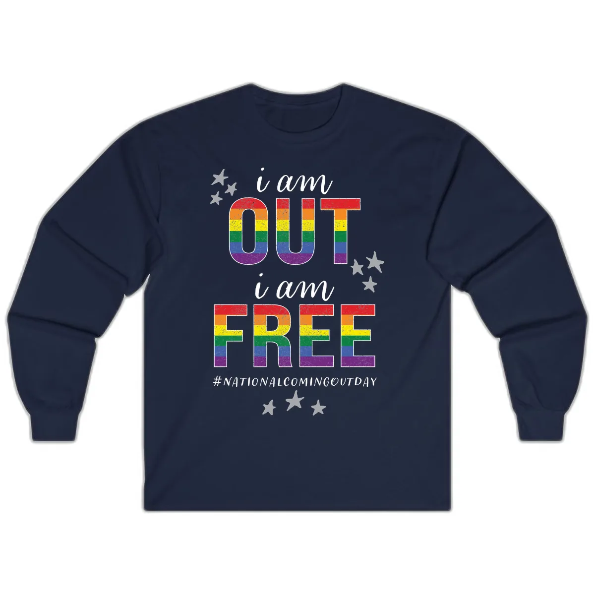 Out and Free Pride Affirmation Long Sleeve in Navy