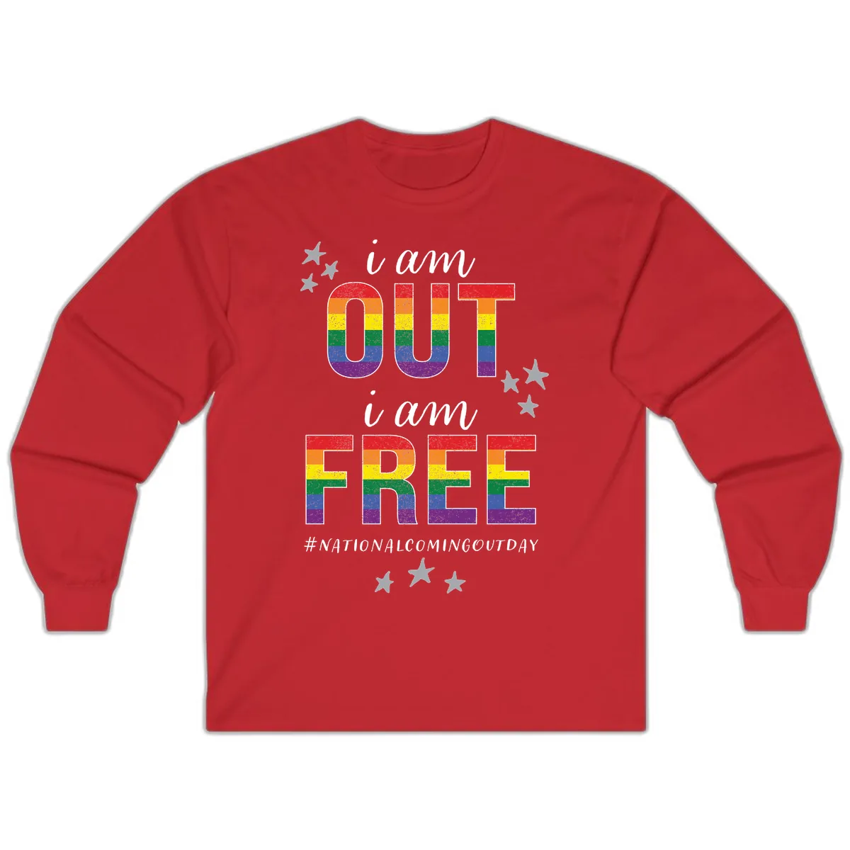Out and Free Pride Affirmation Long Sleeve in Red