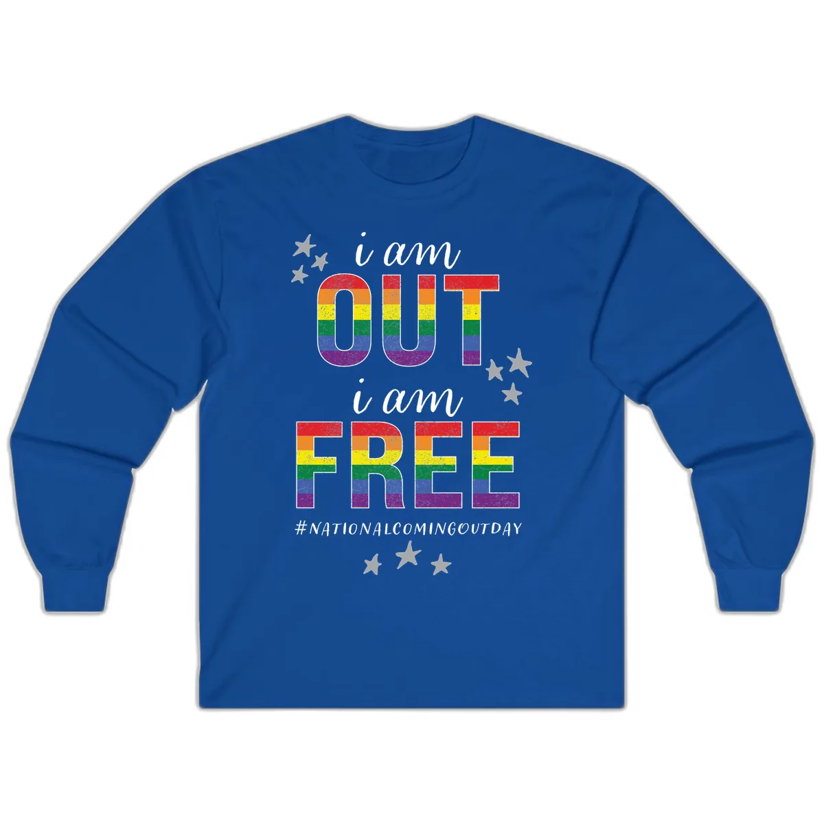 Out and Free Pride Affirmation Long Sleeve in Royal