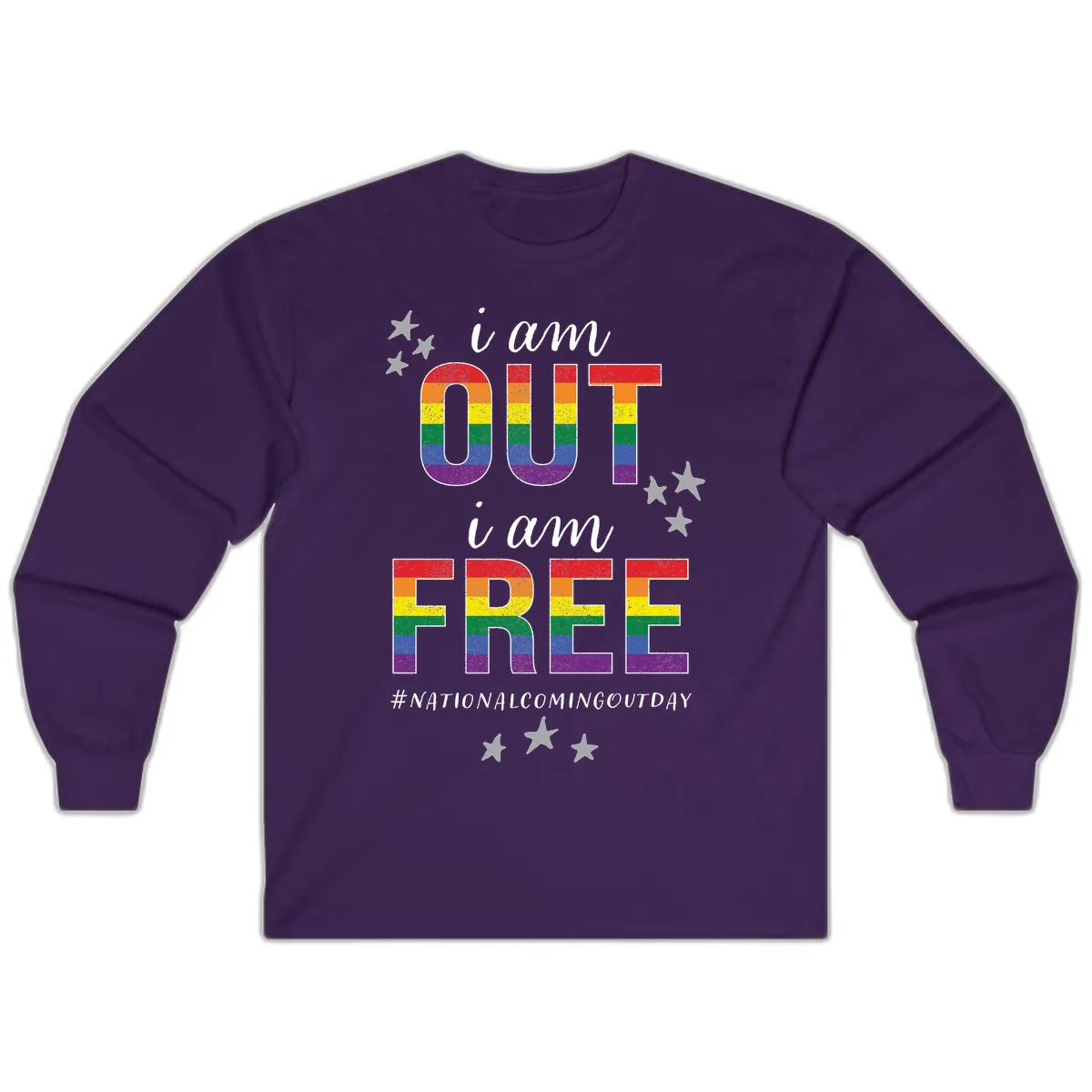 Out and Free Pride Affirmation Long Sleeve in Purple