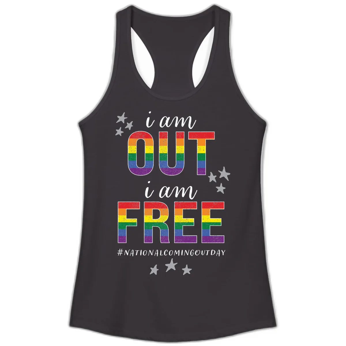 Out and Free Pride Affirmation Ladies Tank in Black