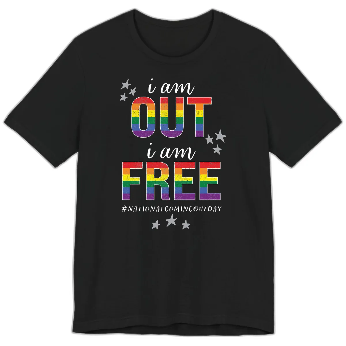 Out and Free Pride Affirmation Premium T-Shirt in Black