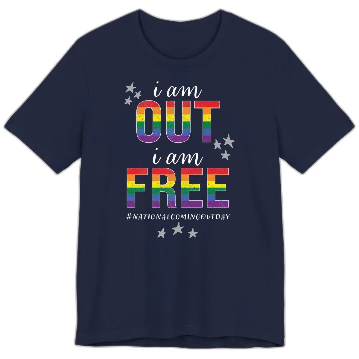 Out and Free Pride Affirmation Premium T-Shirt in Navy