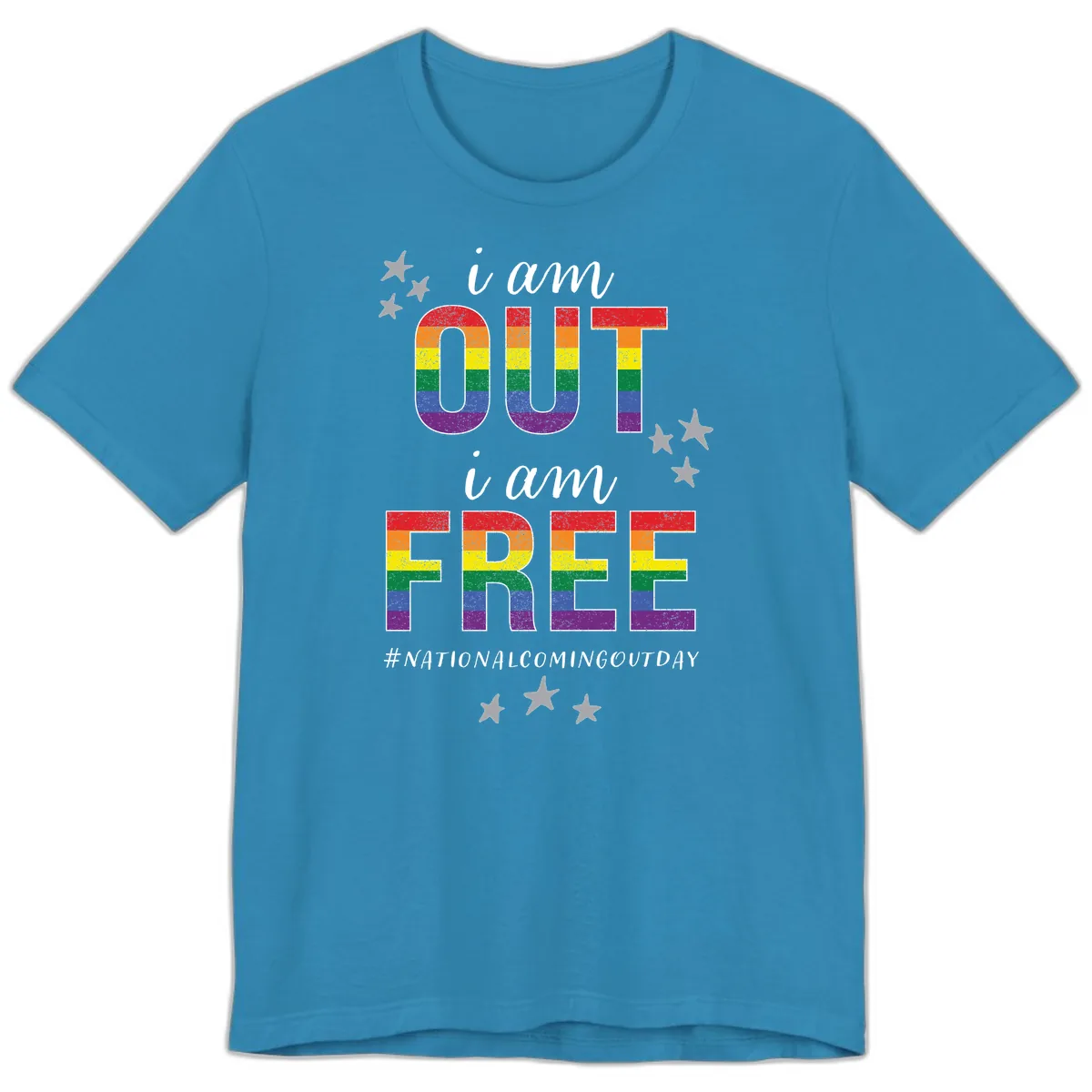 Out and Free Pride Affirmation Premium T-Shirt in Aqua