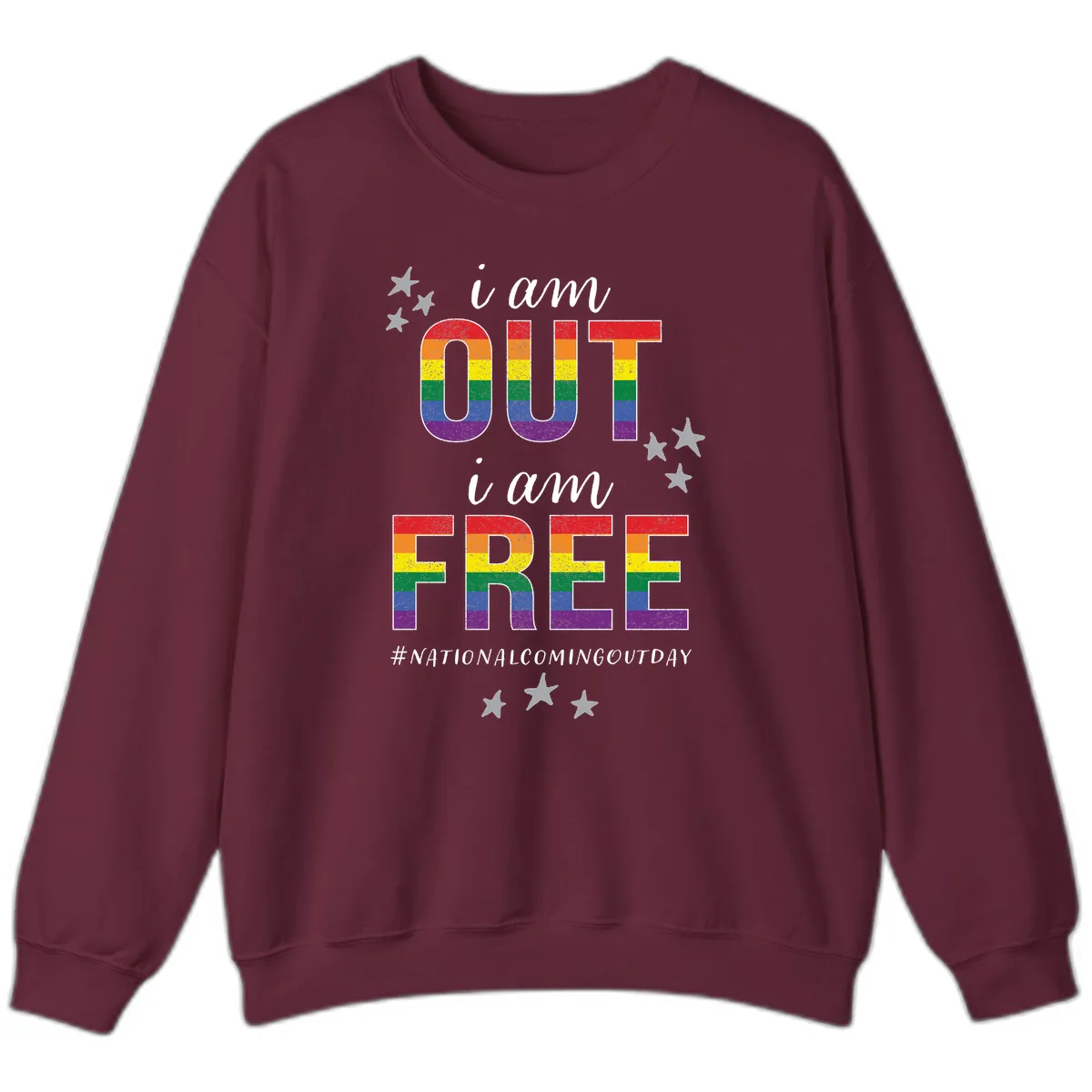 Out and Free Pride Affirmation Sweatshirt in Maroon