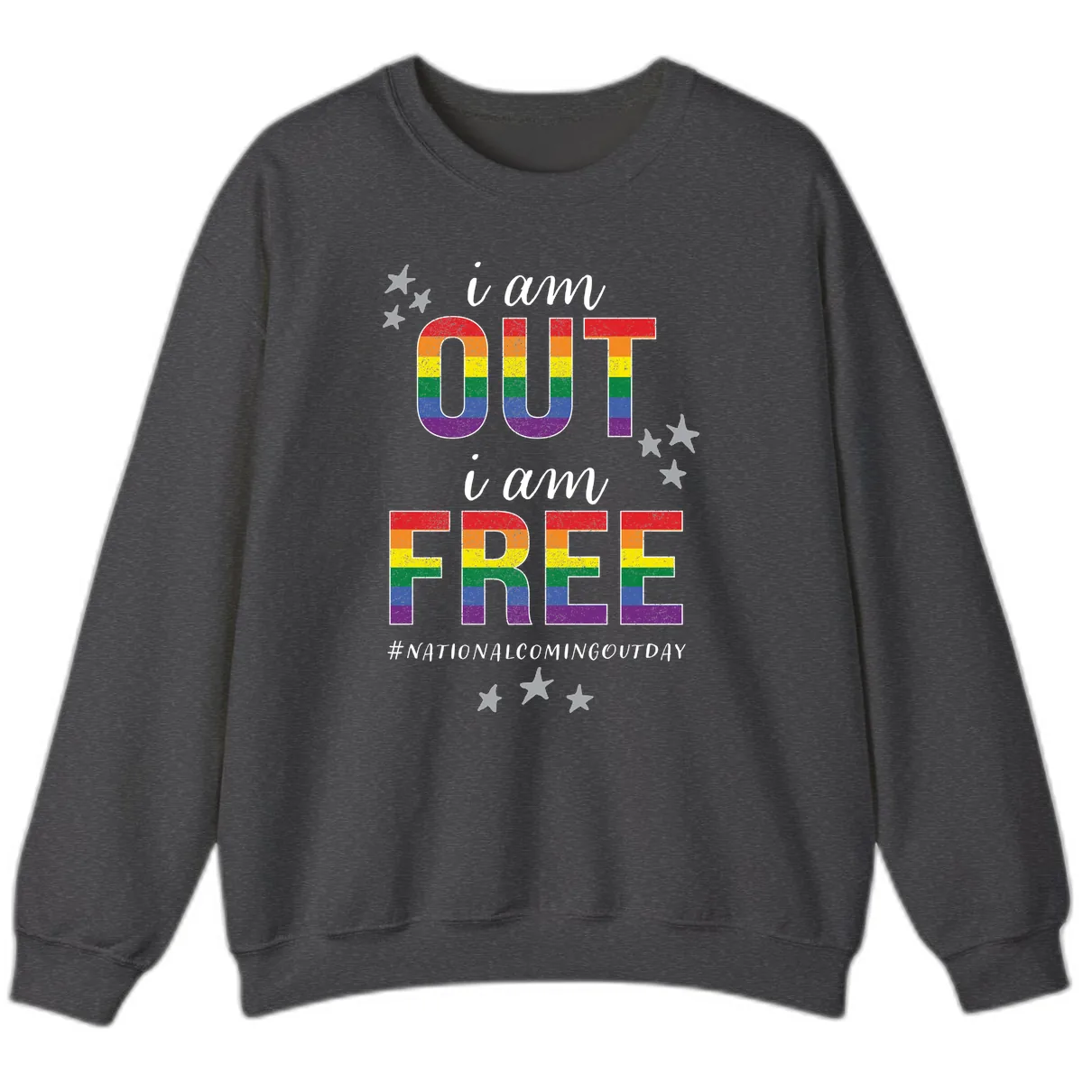 Out and Free Pride Affirmation Sweatshirt in Dark Heather