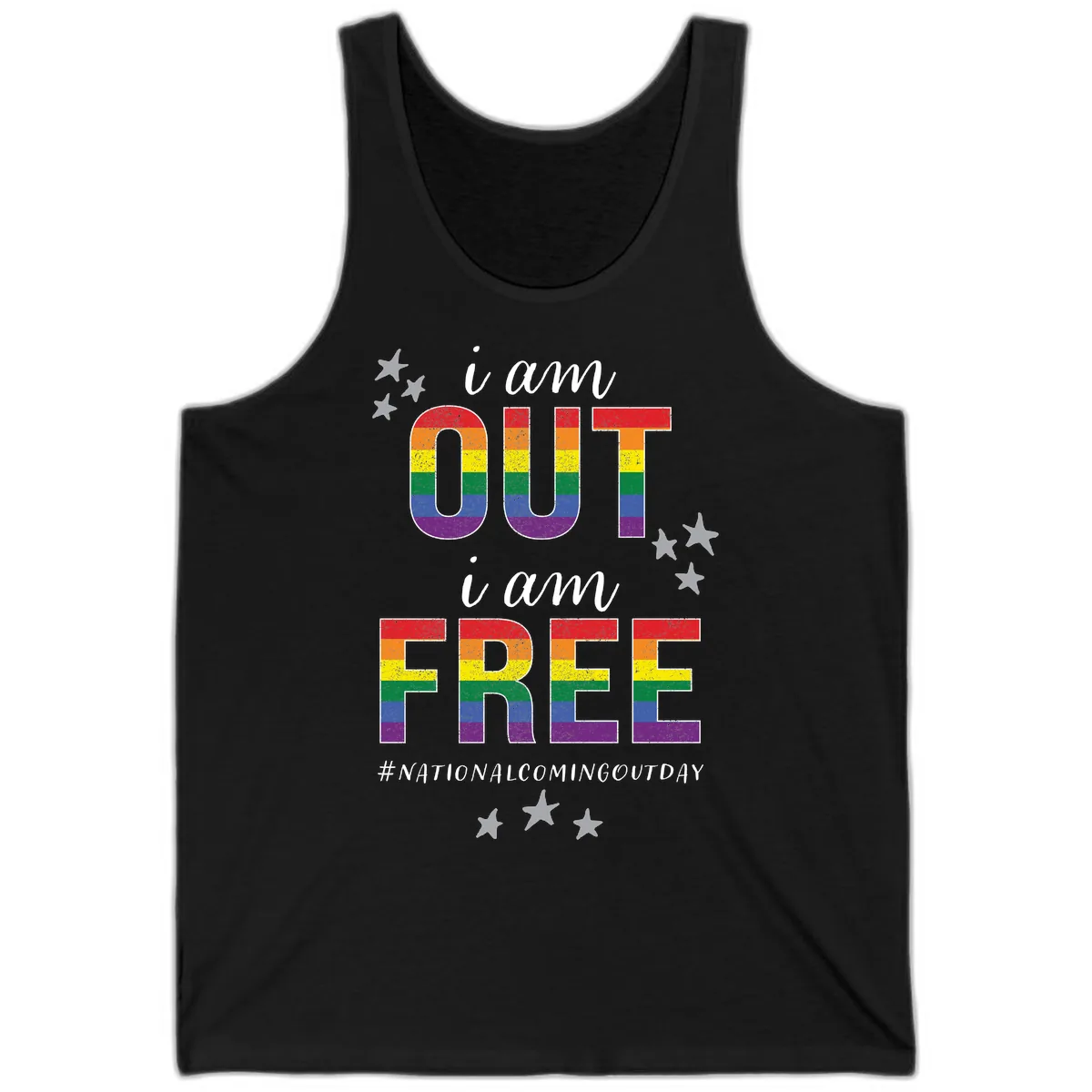 Out and Free Pride Affirmation Tank in Black