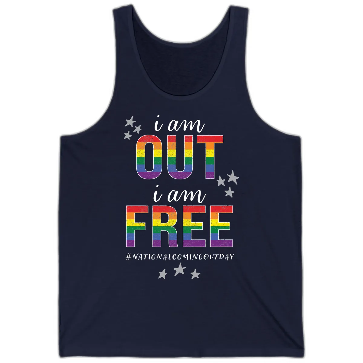 Out and Free Pride Affirmation Tank in Navy