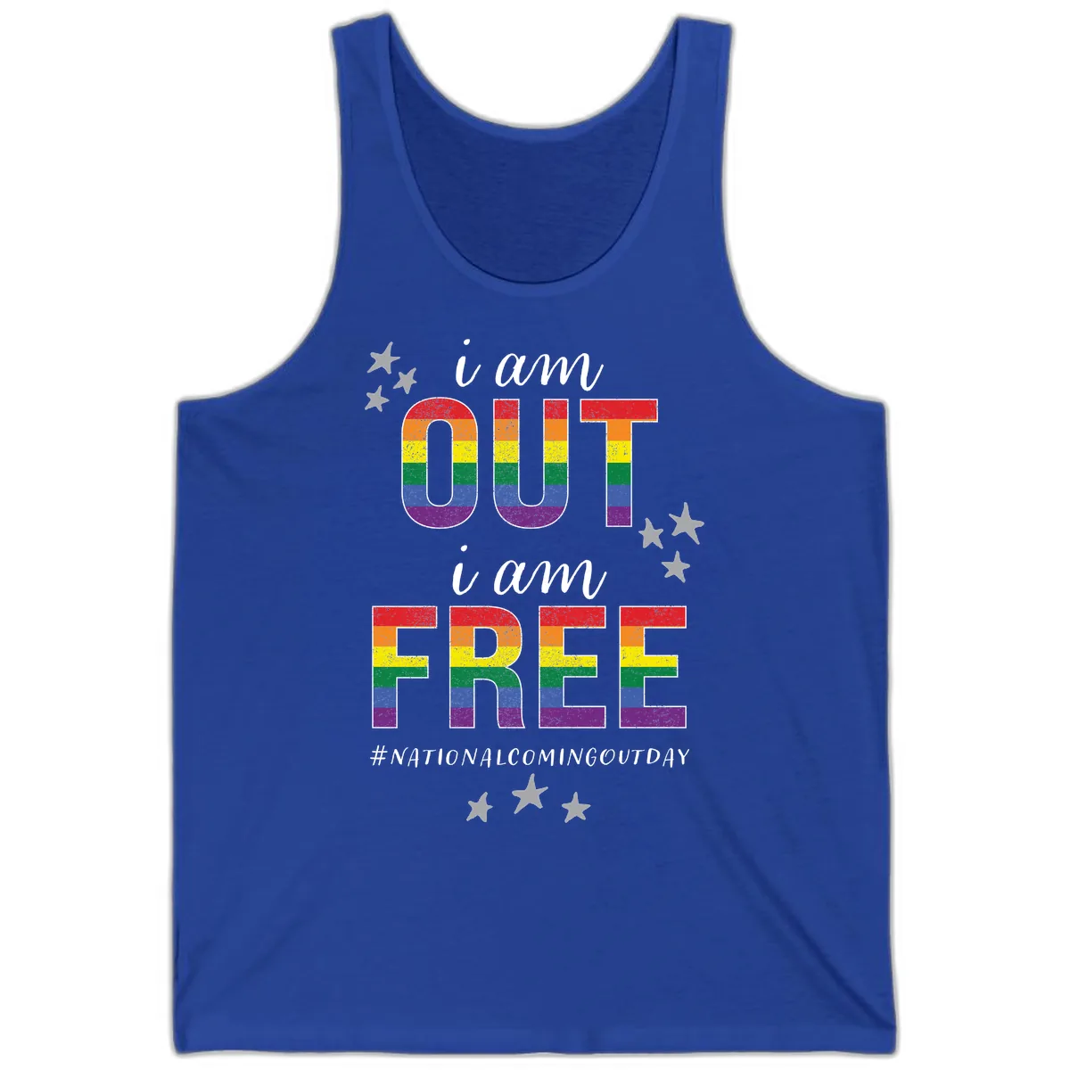 Out and Free Pride Affirmation Tank in True Royal