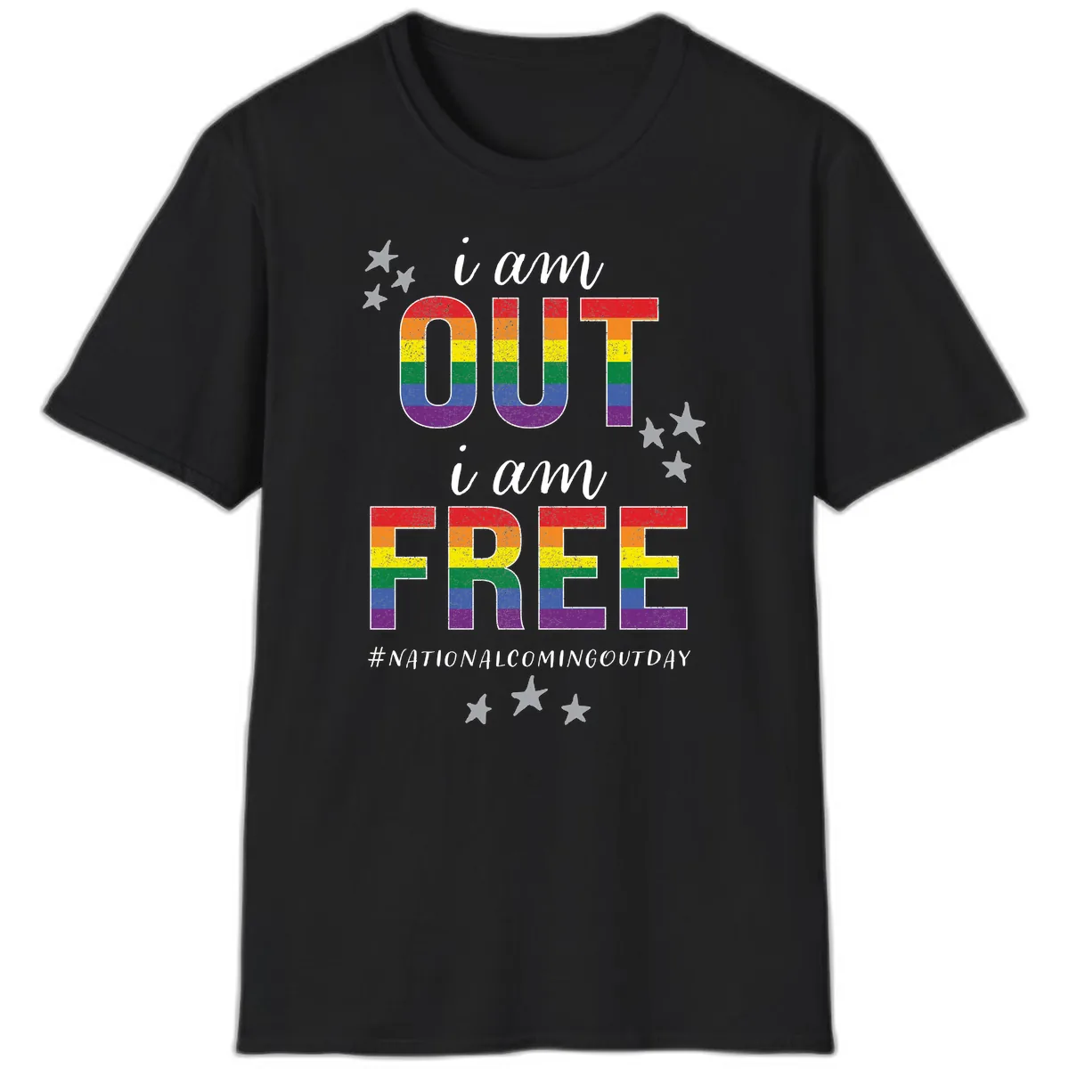 Out and Free Pride Affirmation T-Shirt in Black