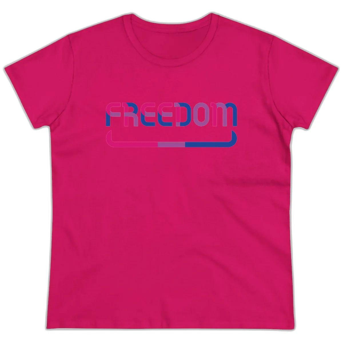 Freedom On Pride Ladies Tee in Heliconia