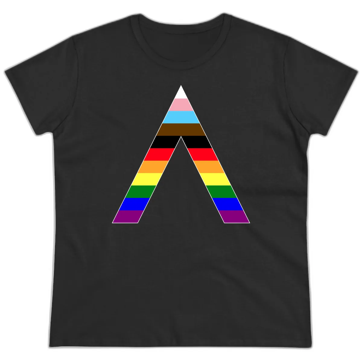 Rainbow Pride Pyramid Ladies Tee in Black