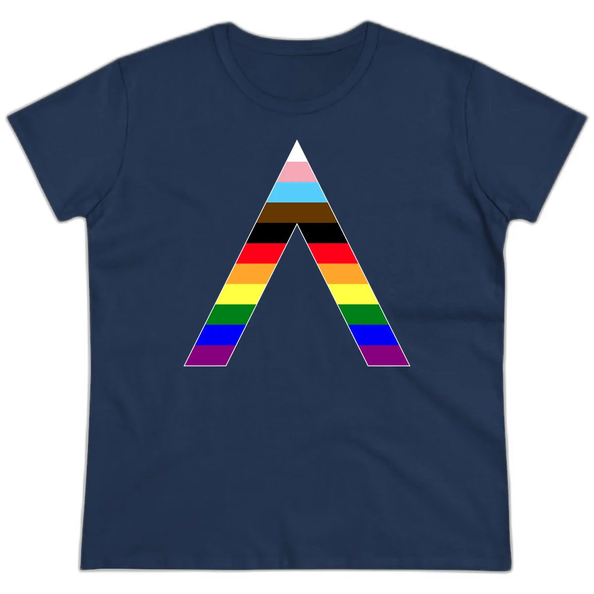 Rainbow Pride Pyramid Ladies Tee in Navy