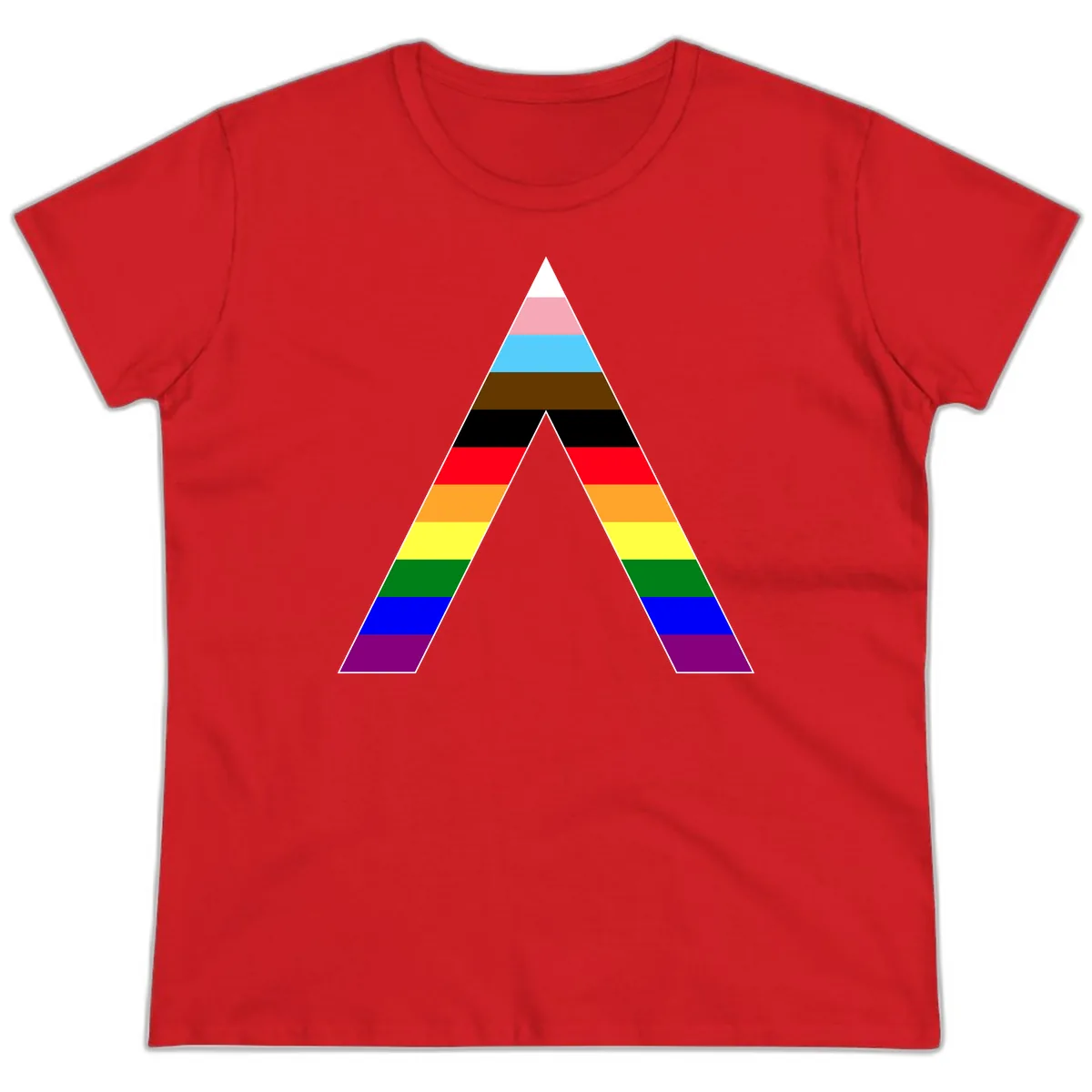 Rainbow Pride Pyramid Ladies Tee in Red