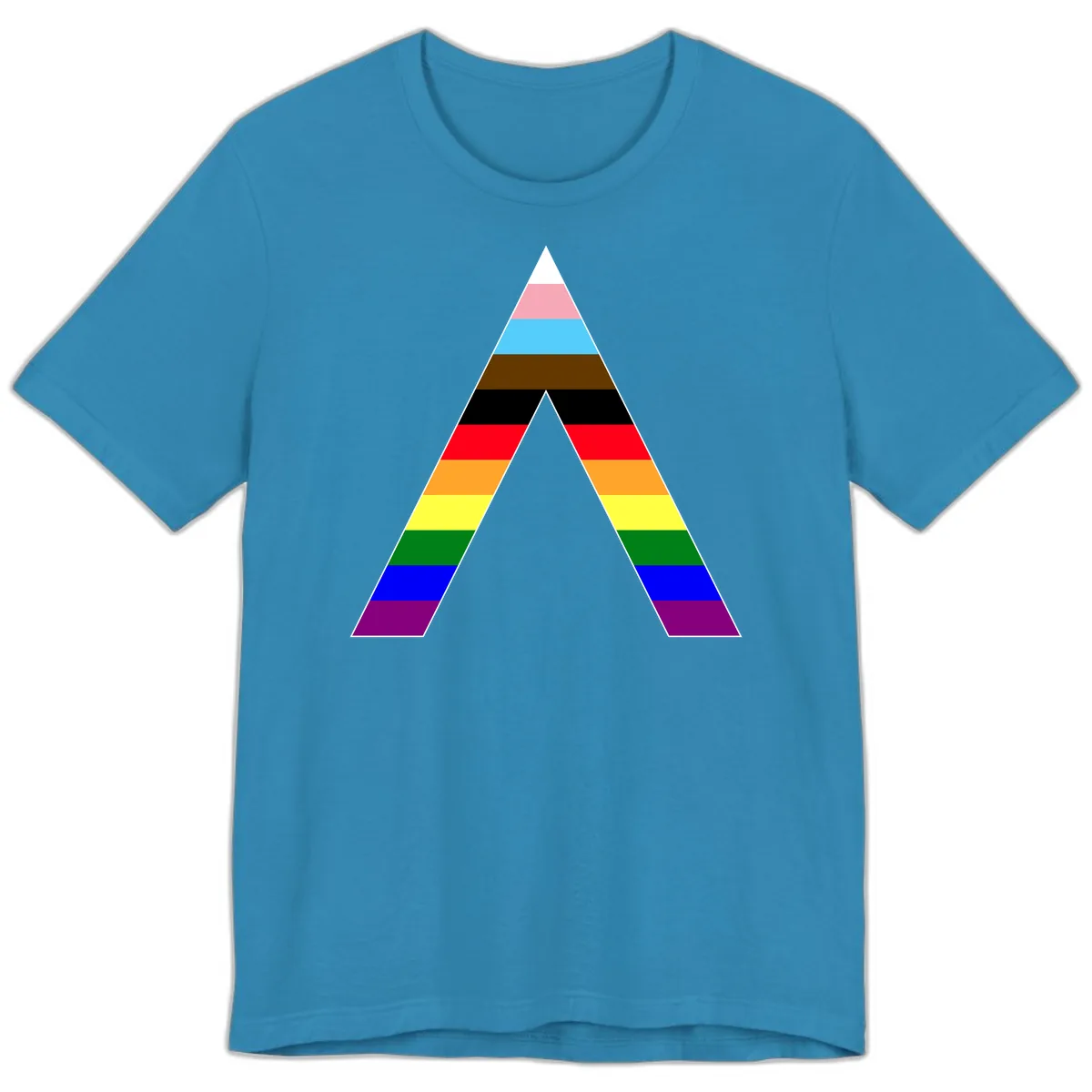 Rainbow Pride Pyramid Premium T-Shirt in Aqua