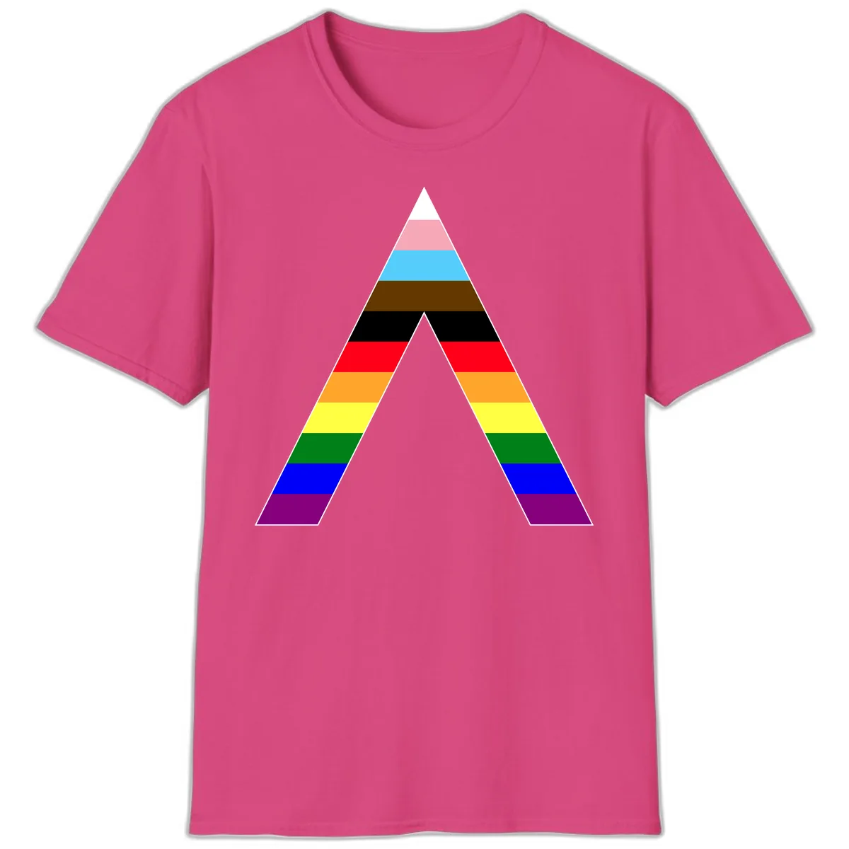 Rainbow Pride Pyramid T-Shirt in Heliconia