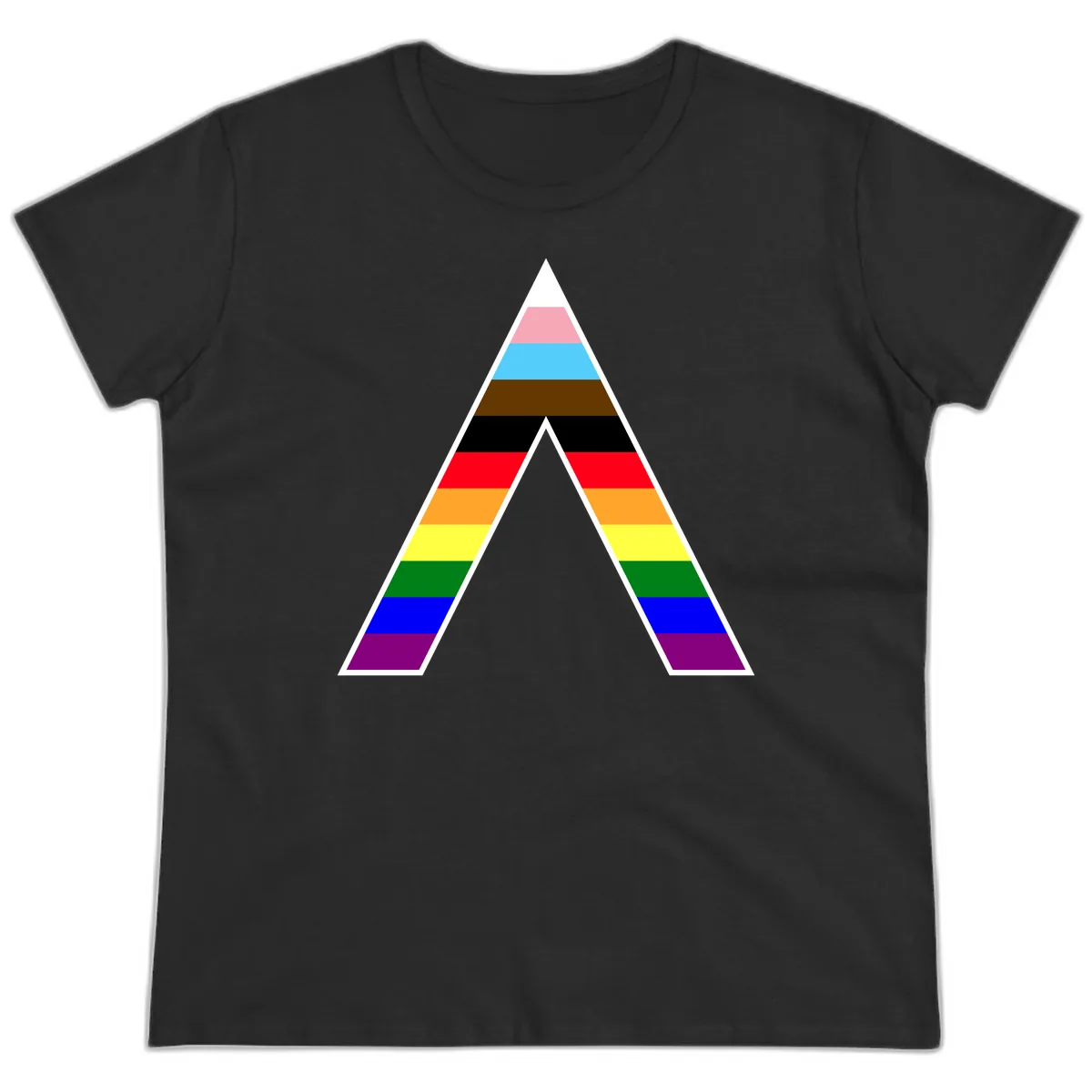 Rainbow Pride Pyramid Ladies Tee in Black