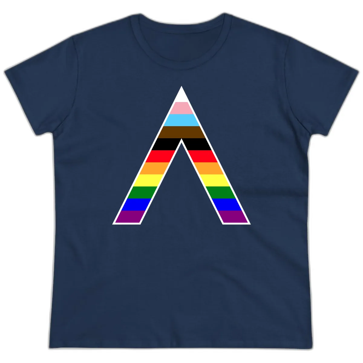 Rainbow Pride Pyramid Ladies Tee in Navy