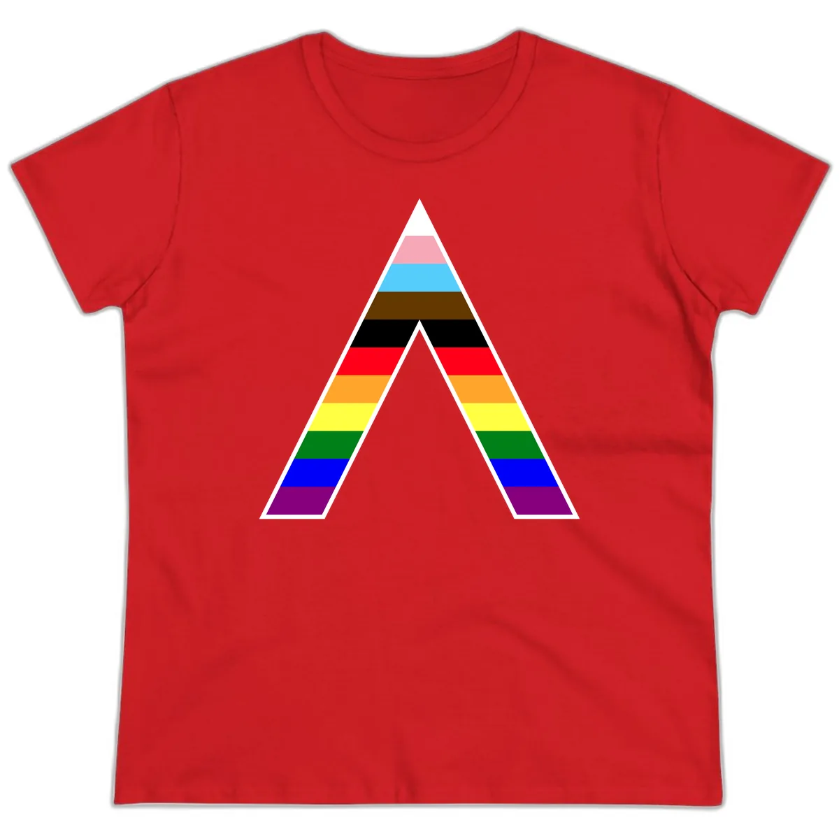 Rainbow Pride Pyramid Ladies Tee in Red