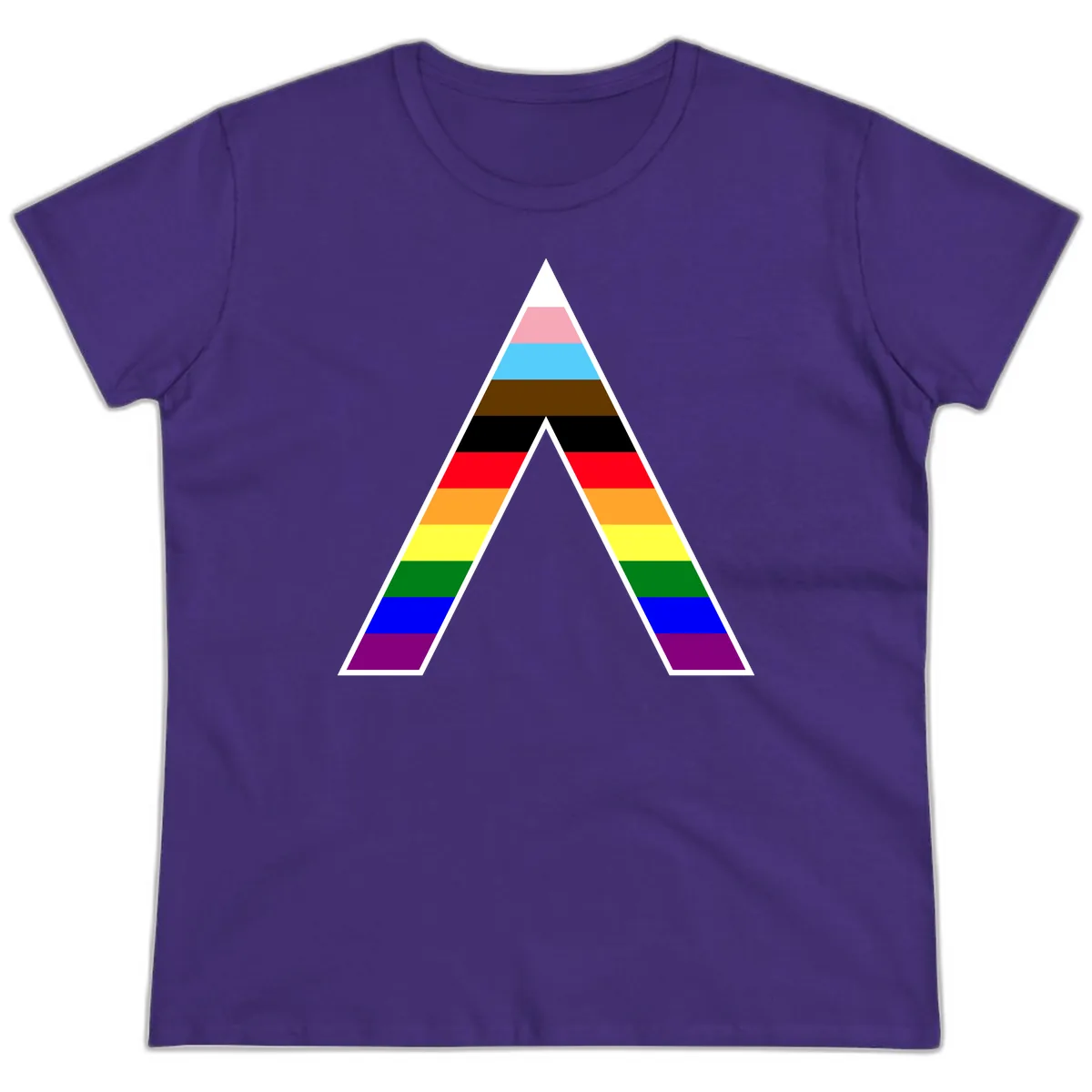 Rainbow Pride Pyramid Ladies Tee in Purple