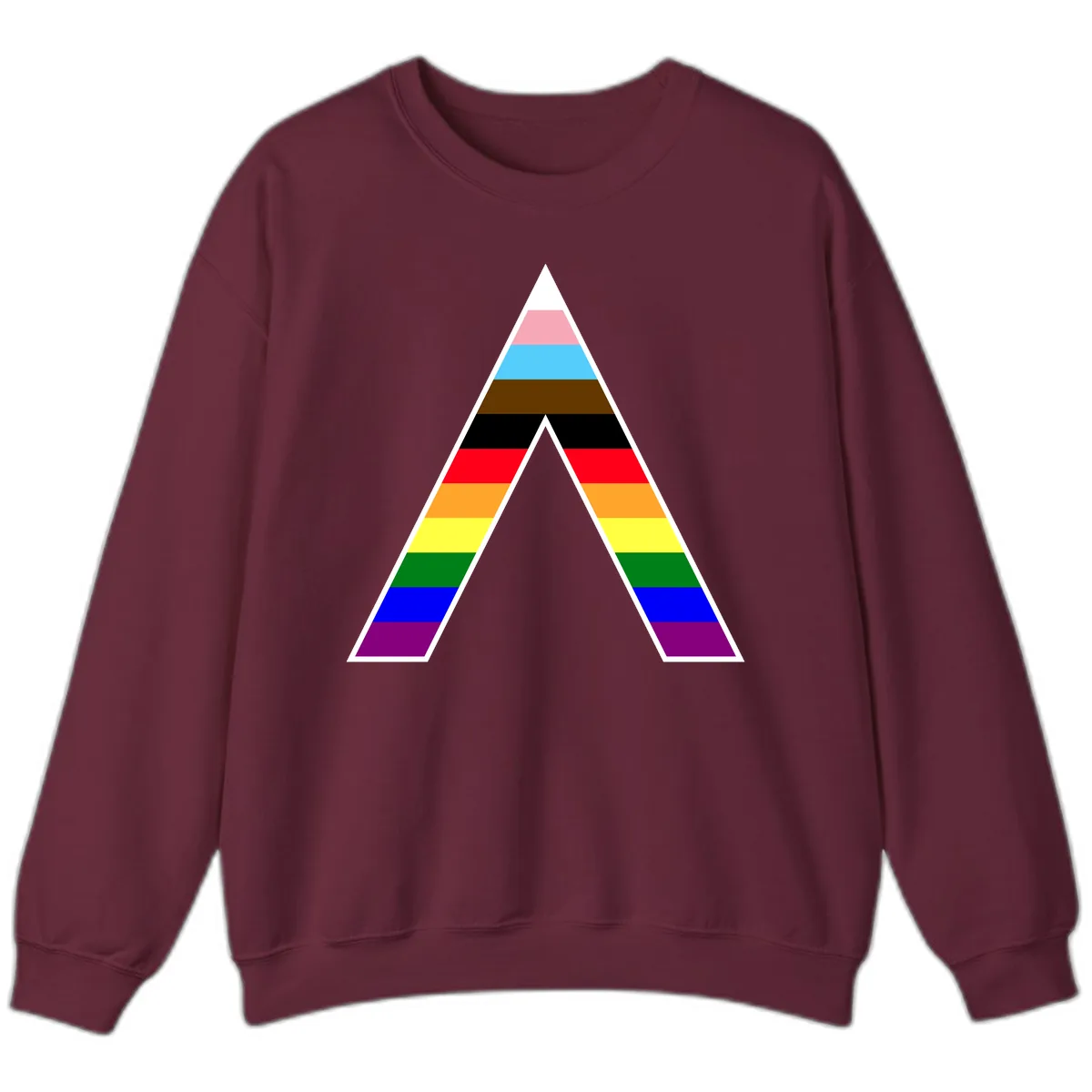 Rainbow Pride Pyramid Sweatshirt in Maroon