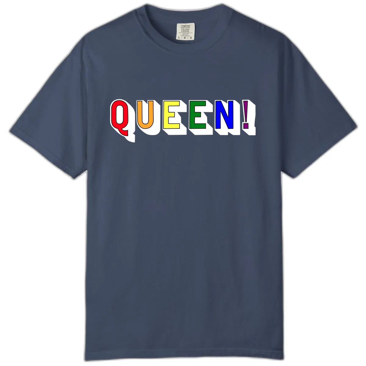 Queen Exclamation Pride Rainbow Comfort Color in Midnight