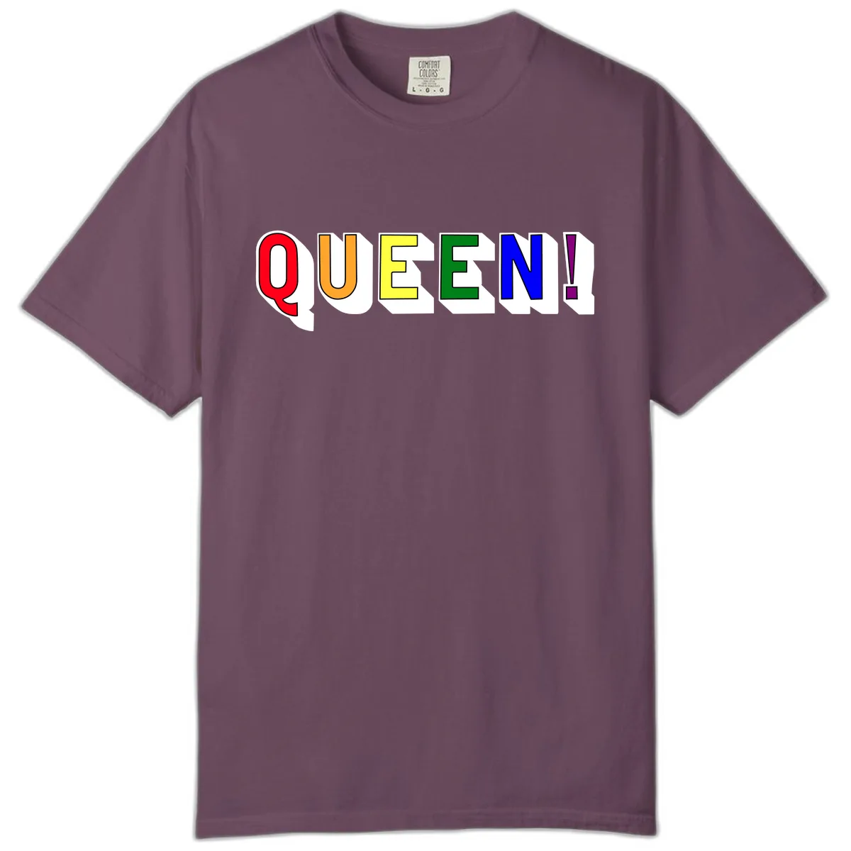 Queen Exclamation Pride Rainbow Comfort Color in Berry