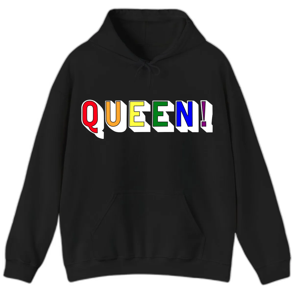 Queen Exclamation Pride Rainbow Hoodie in Black