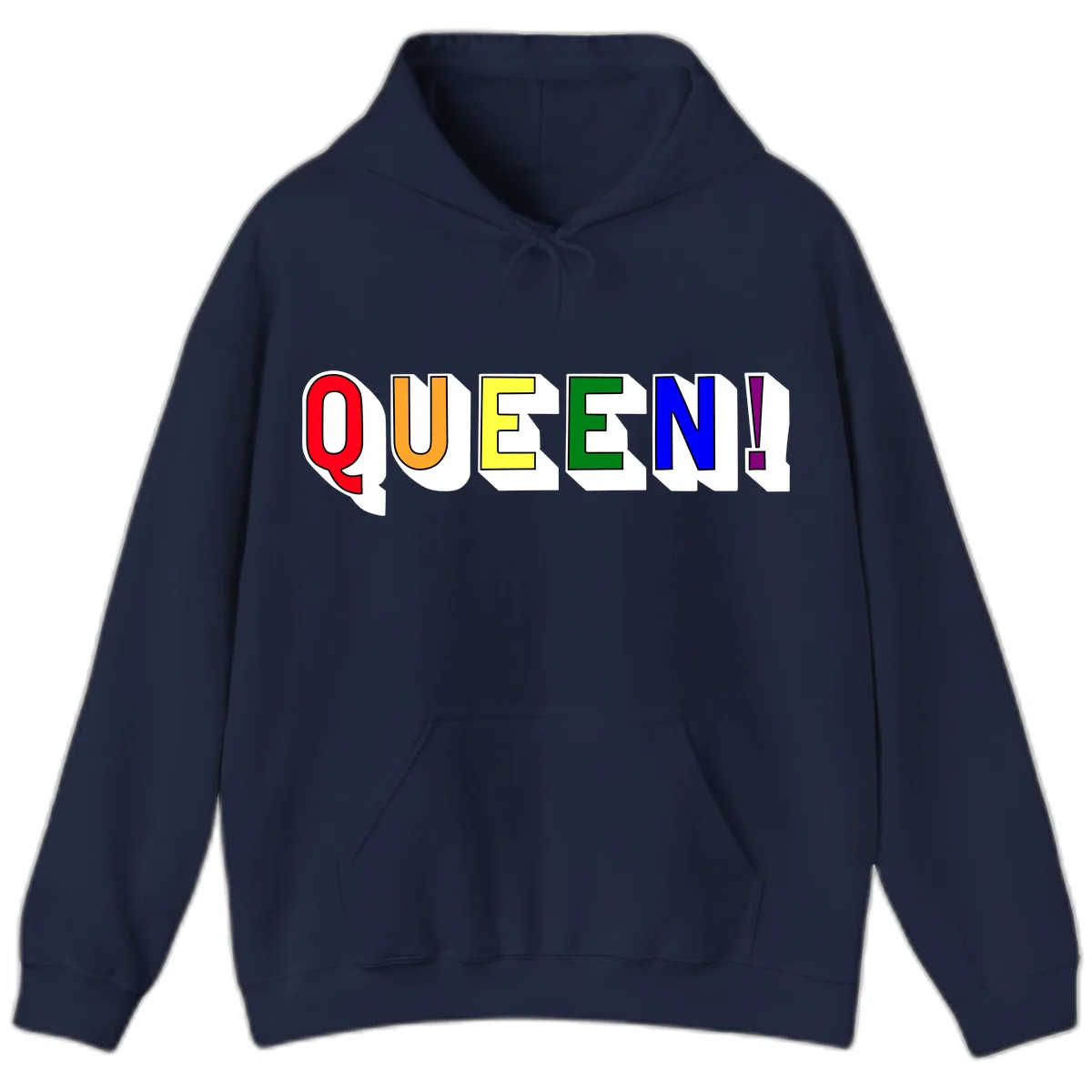 Queen Exclamation Pride Rainbow Hoodie in Navy