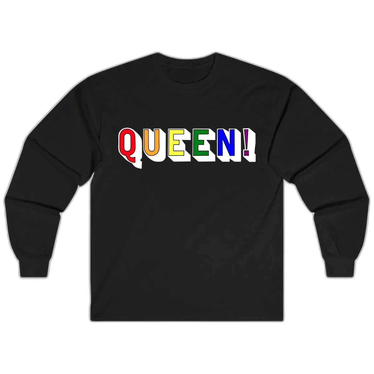 Queen Exclamation Pride Rainbow Long Sleeve in Black