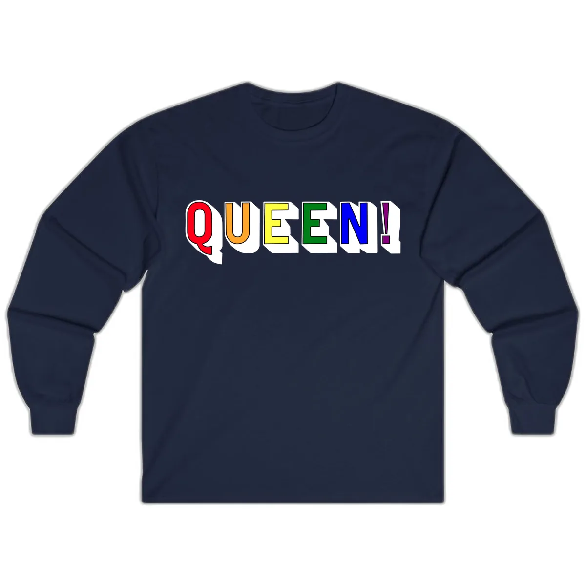 Queen Exclamation Pride Rainbow Long Sleeve in Navy