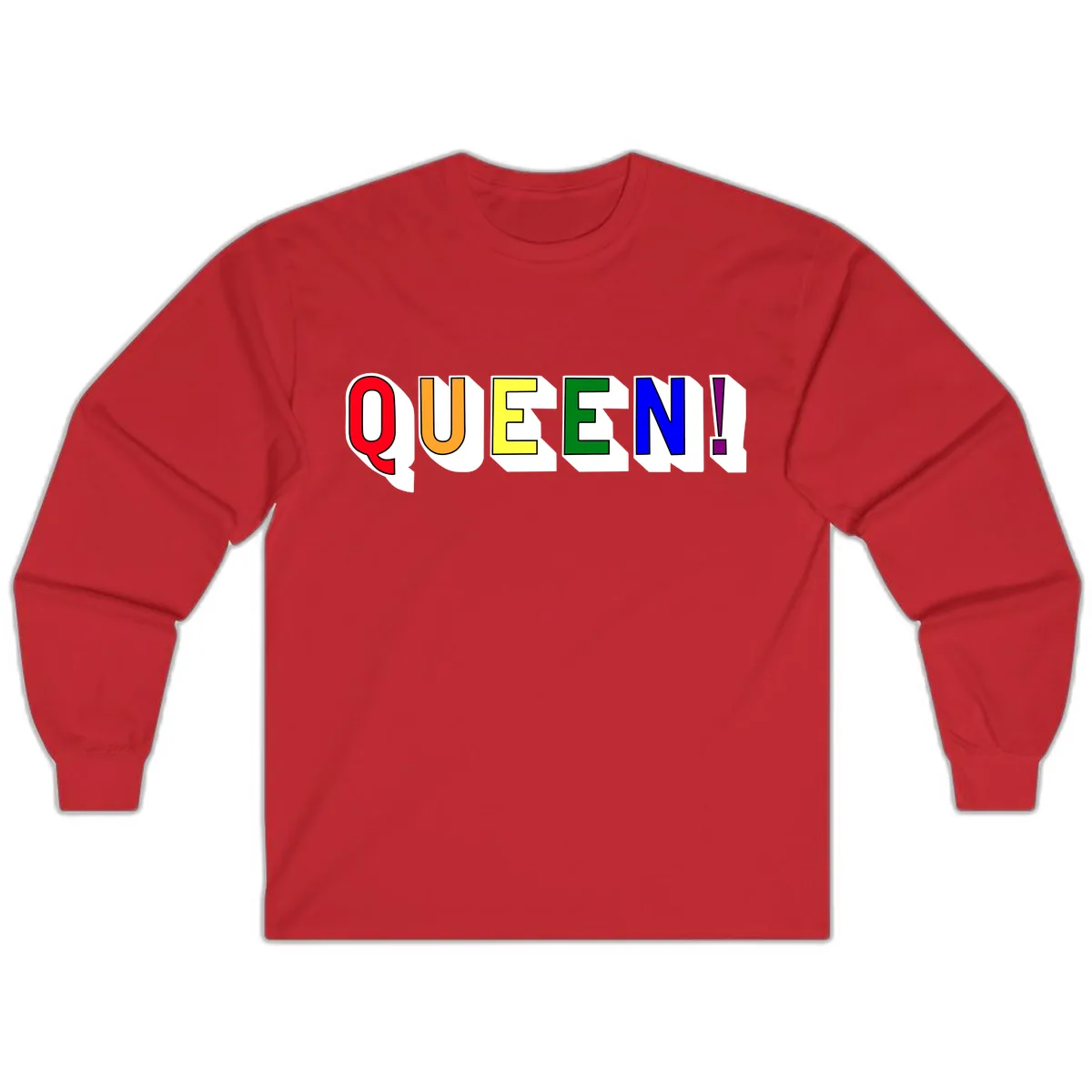 Queen Exclamation Pride Rainbow Long Sleeve in Red